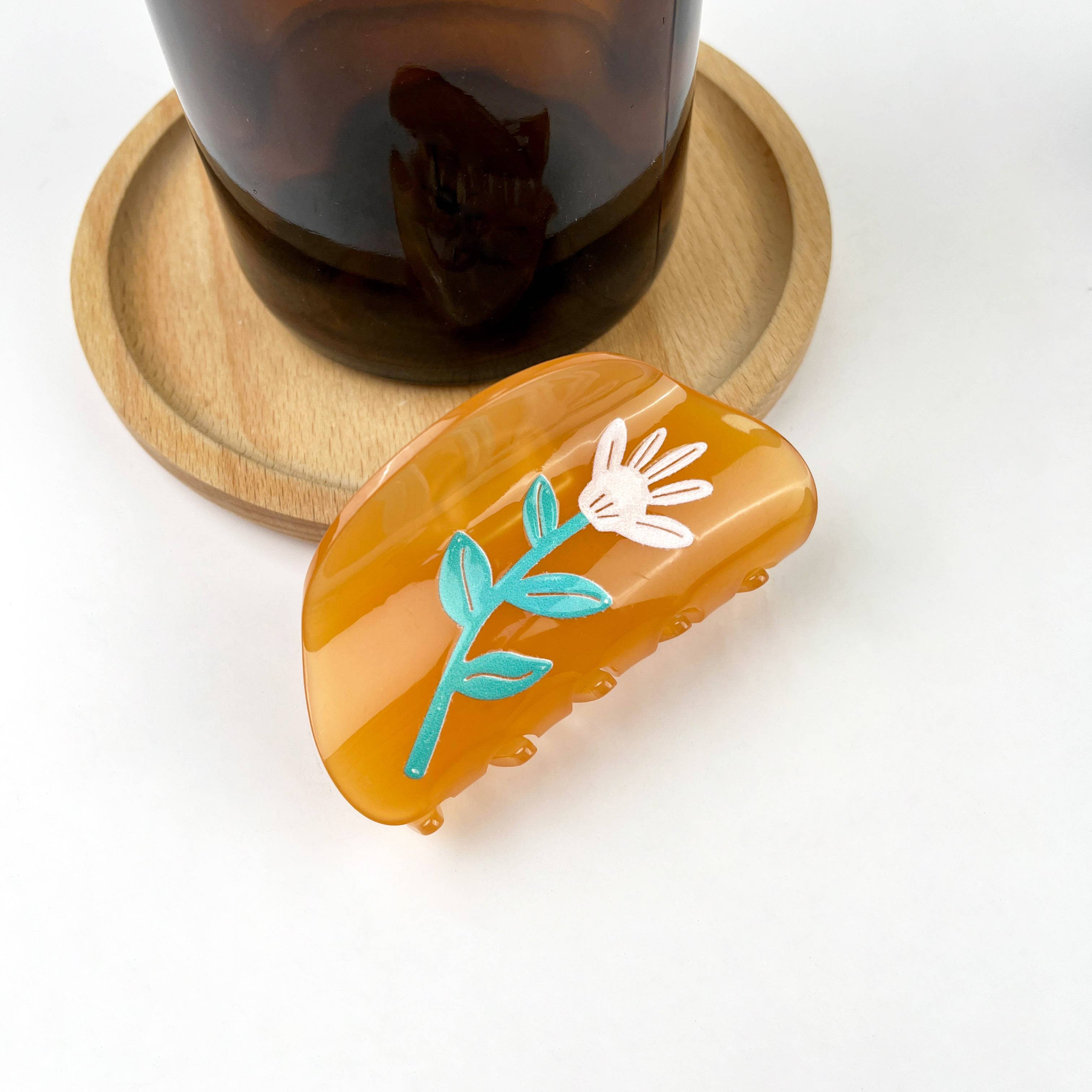 Brown Flower Hair Claw