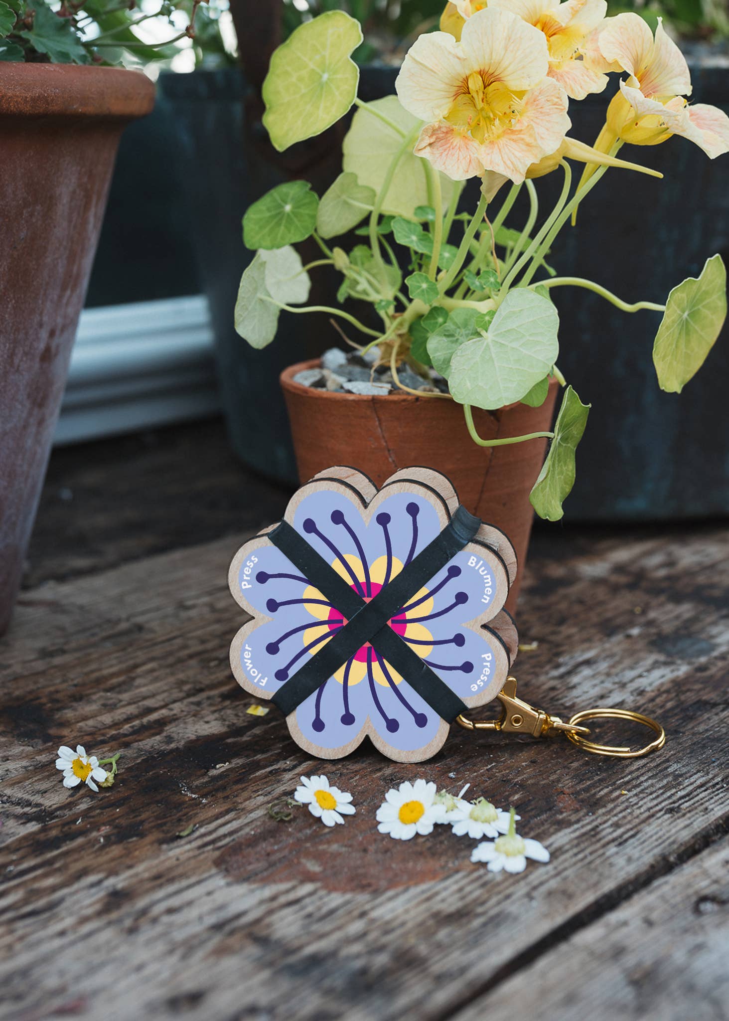 Keyring Flower Press | Pinks & Blues