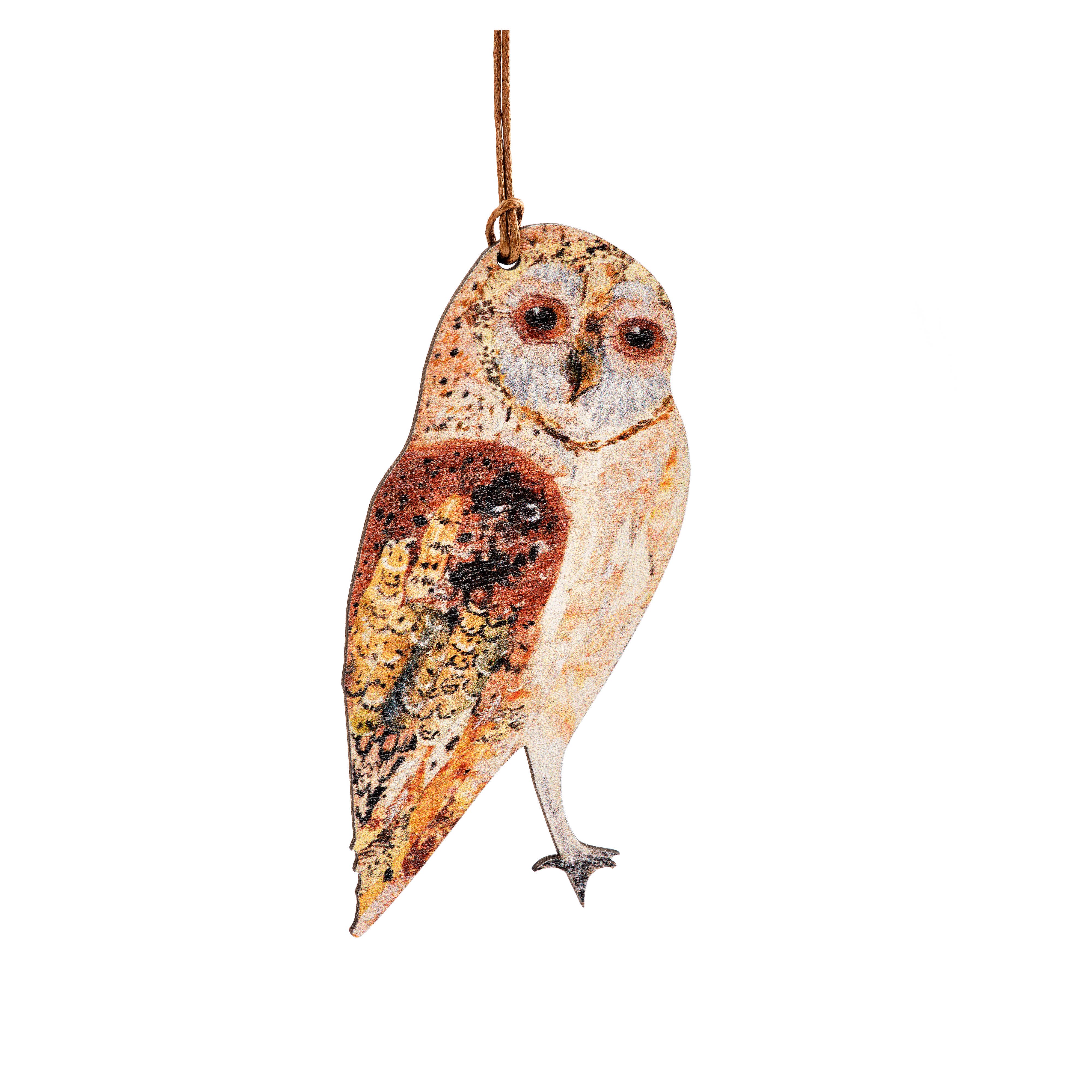 Wooden Barn Owl Decoration