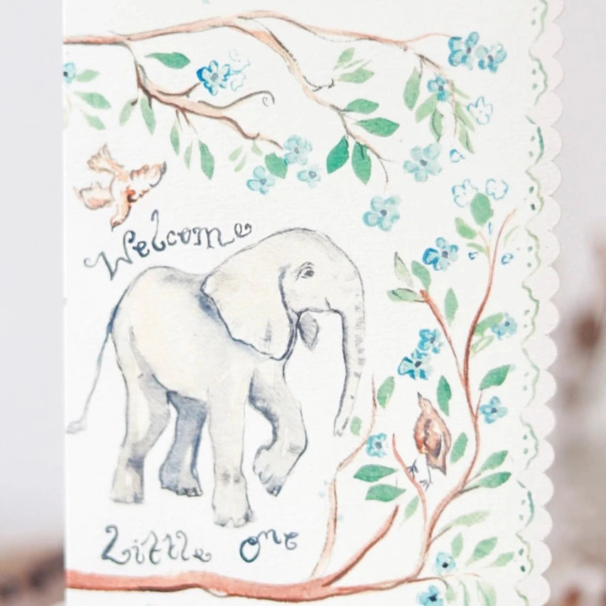 'Welcome Little One' Scalloped Greetings Card