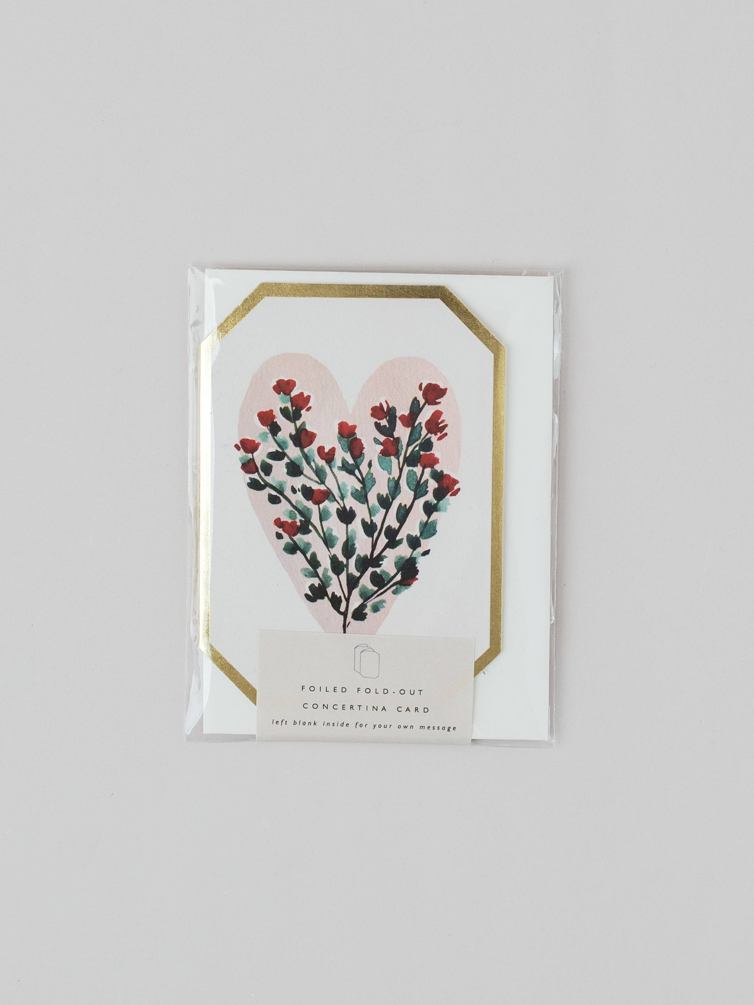 CONCERTINA HEART FLORAL DIE CUT LOVE MINI VALENTINES CARD 