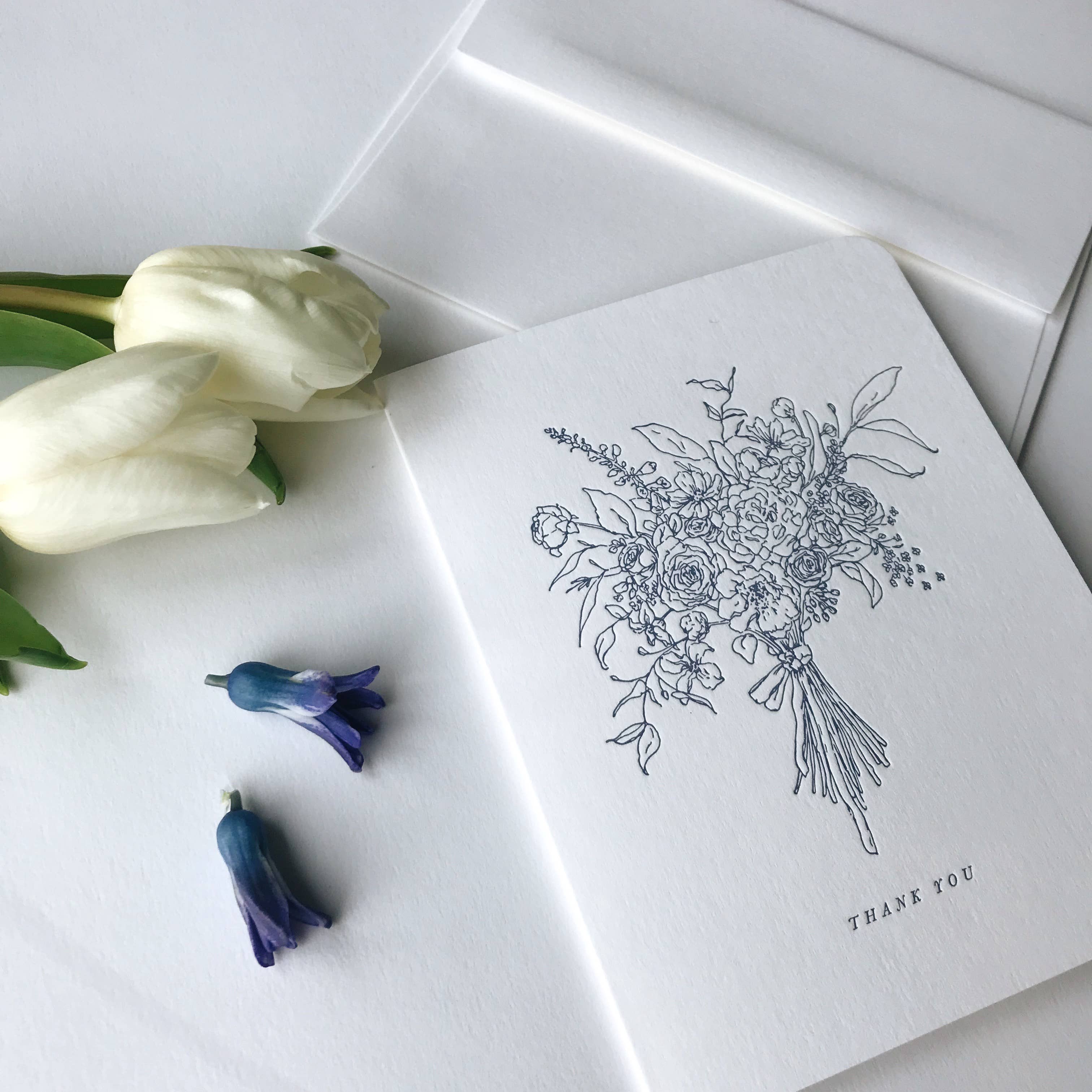 'Thank You' Floral Letterpress Card