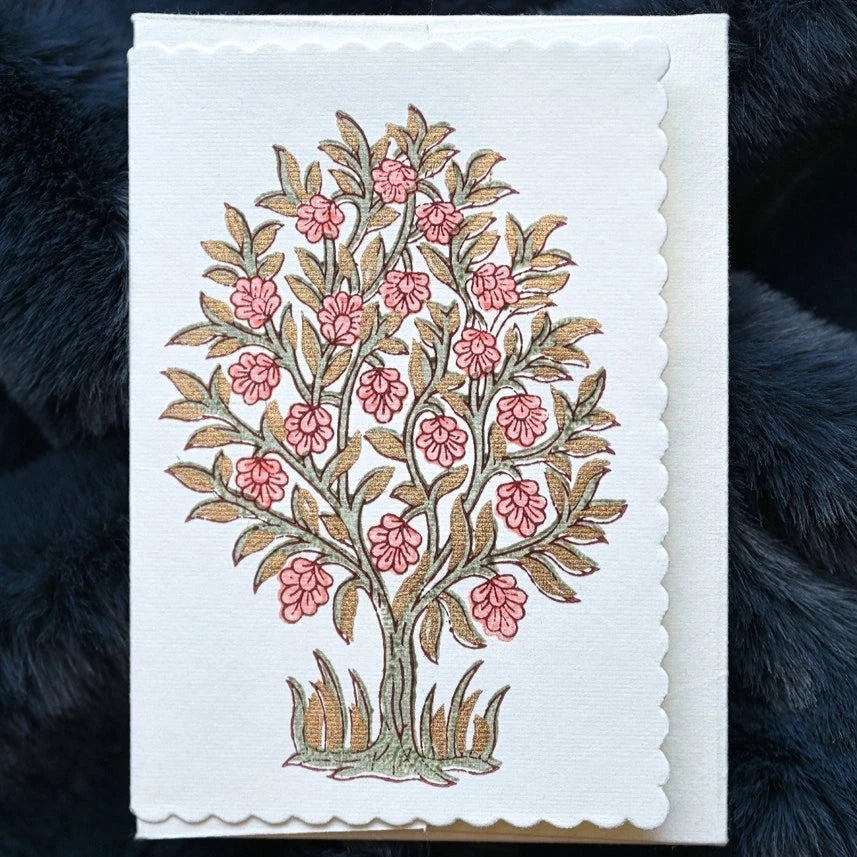 Block Printed Greeting Card | Mogra Coral