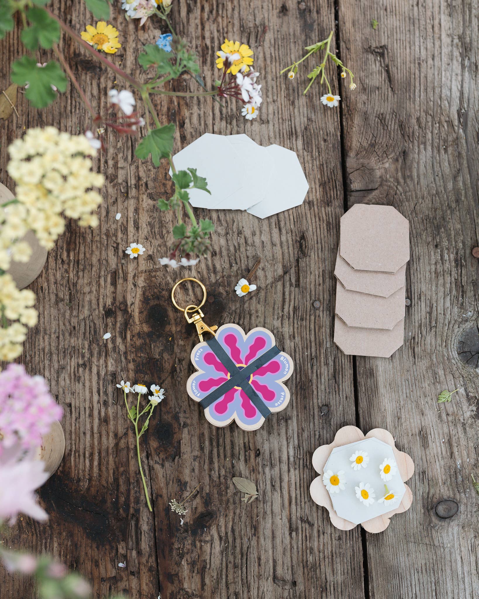 Keyring Flower Press | Pinks & Blues