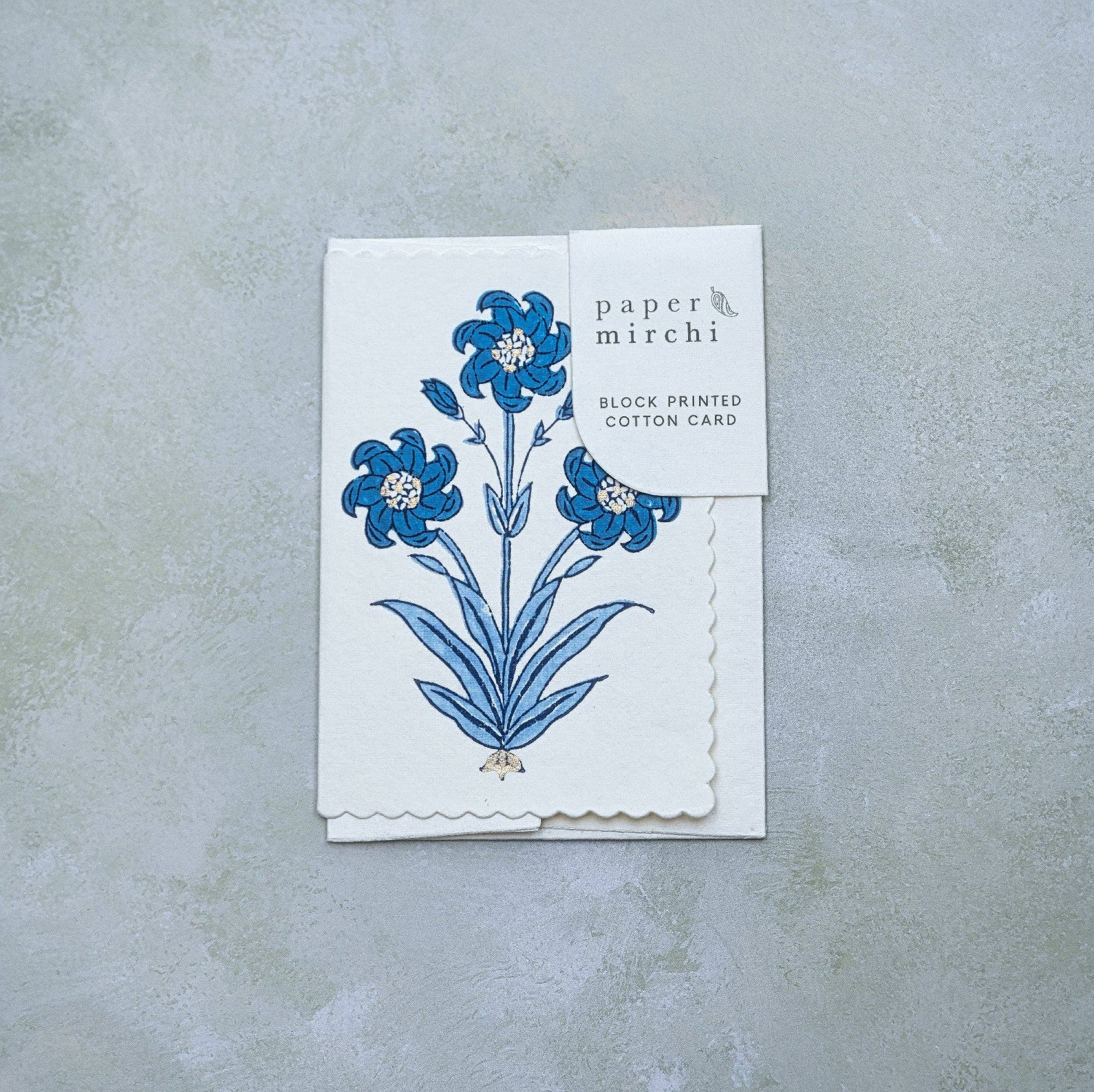 Hand Block Printed Greeting Card | Nargis Sapphire