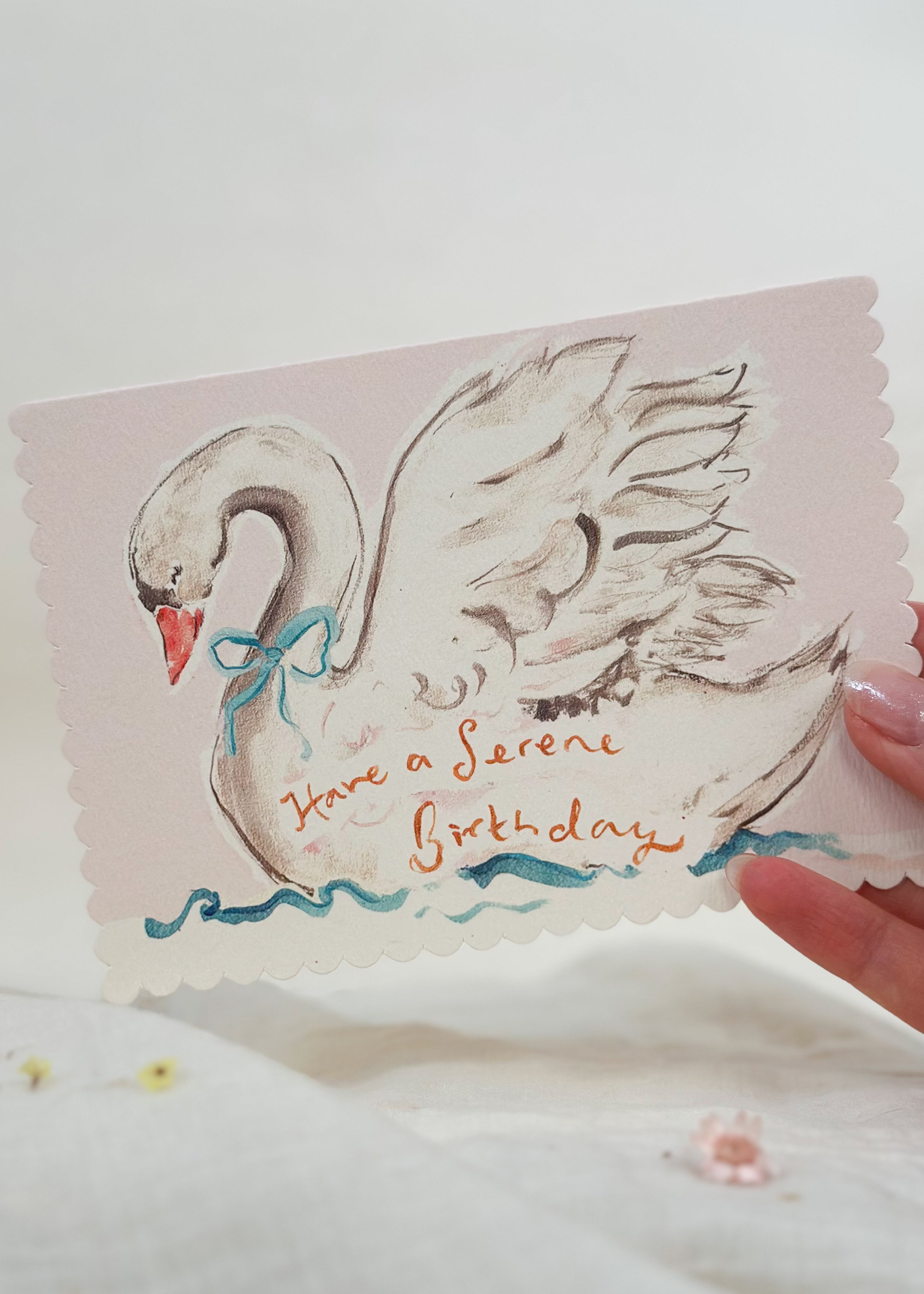 Have a Serene Birthday Swan card