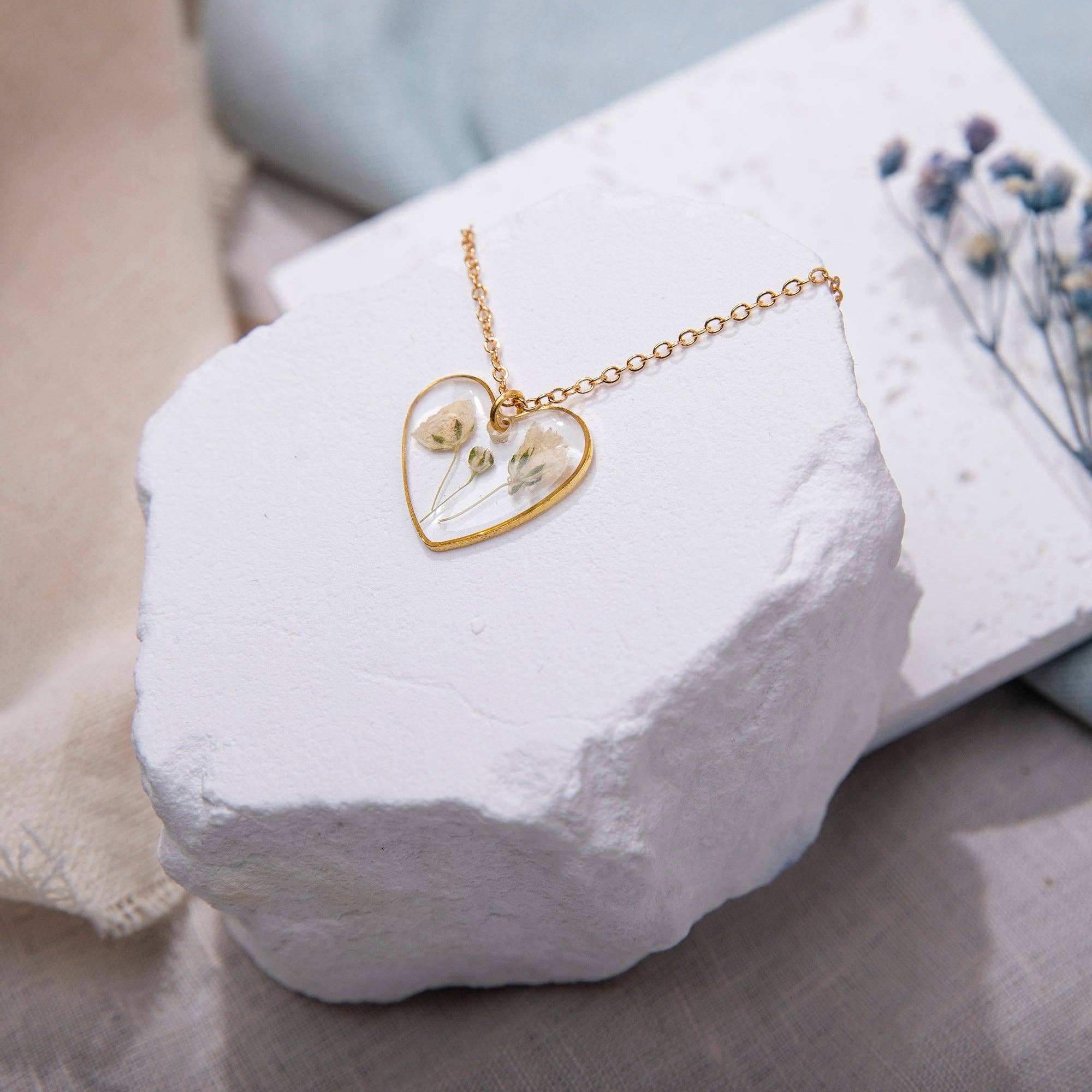 Baby Breath Heart Necklace