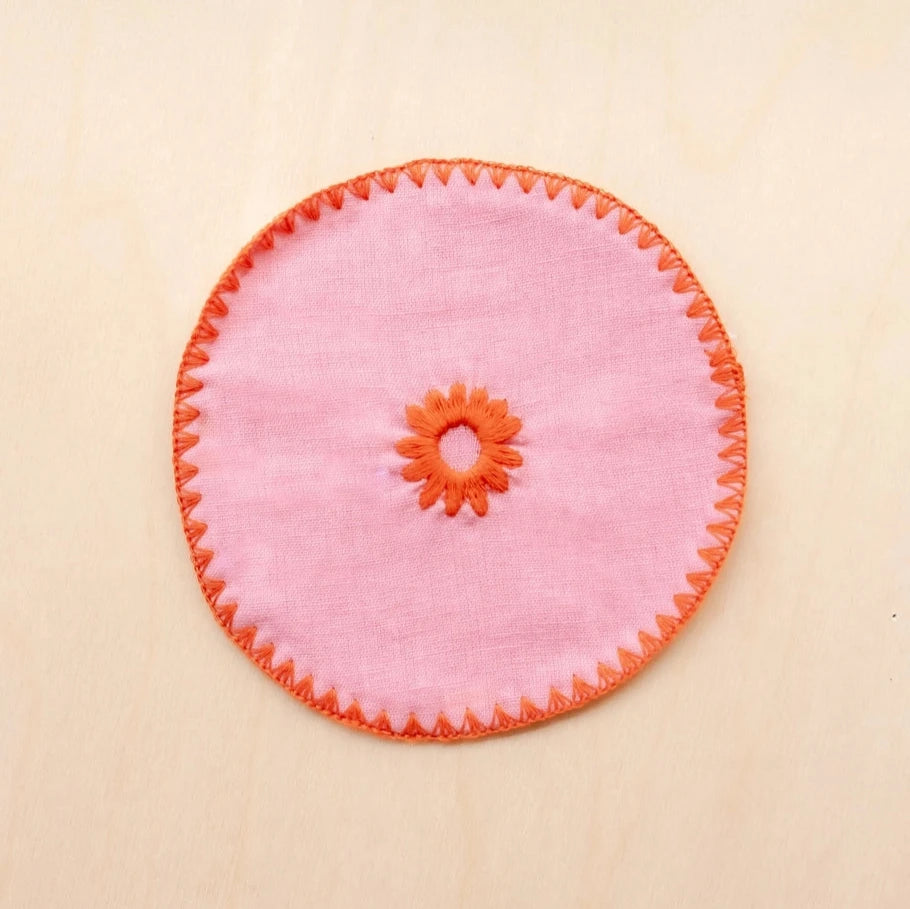 Cotton & Linen Coaster Set | Pink