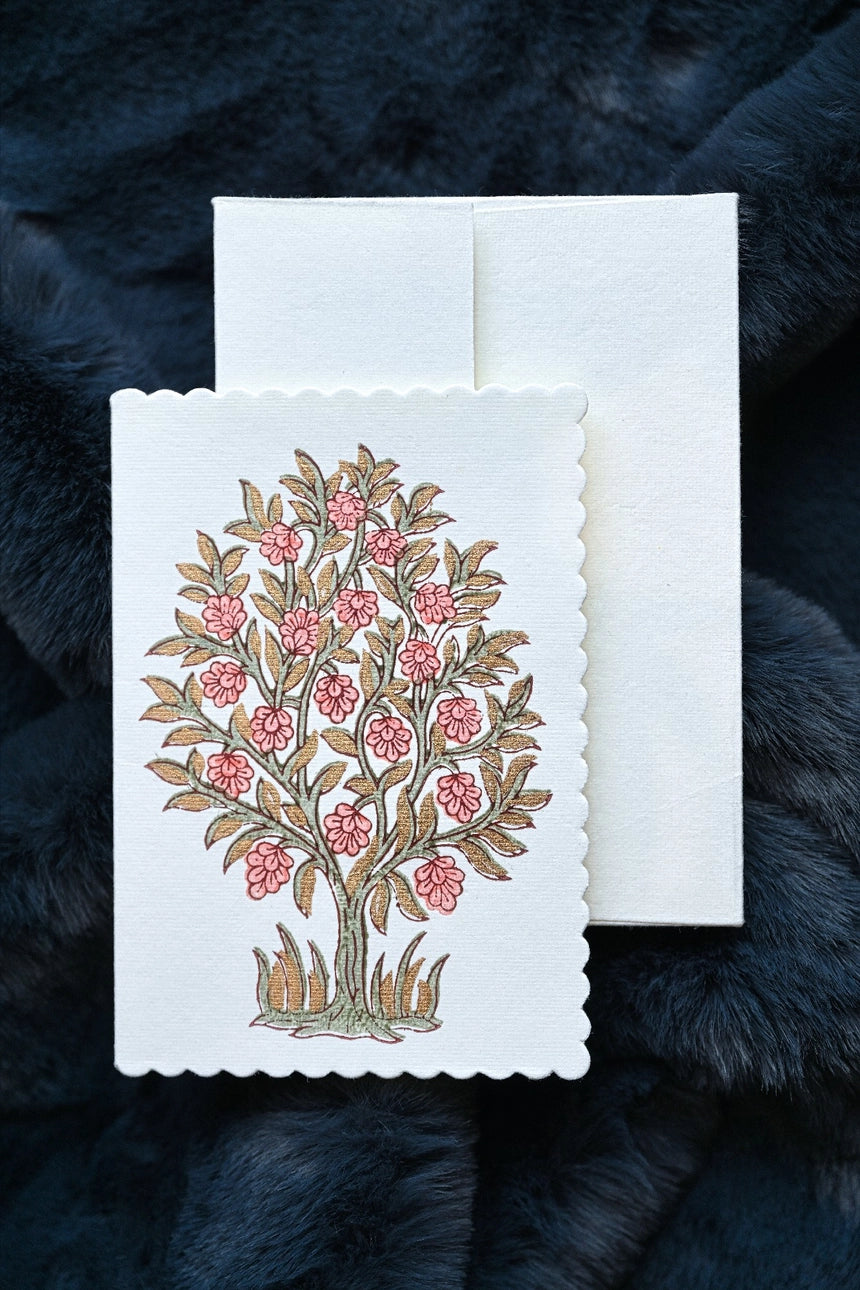 Block Printed Greeting Card | Mogra Coral