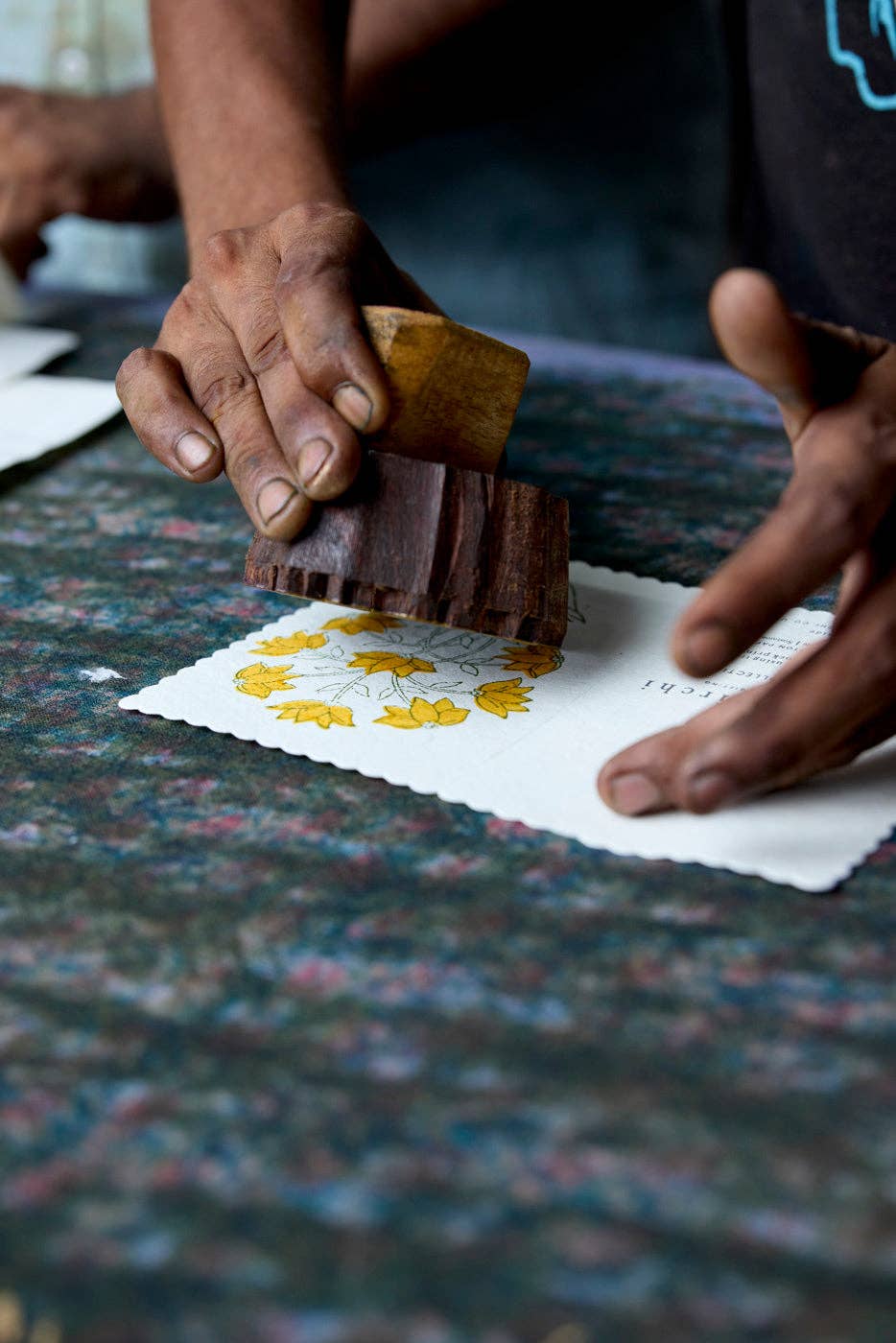 Hand Block Printed Greeting Card | Champaca Saffron