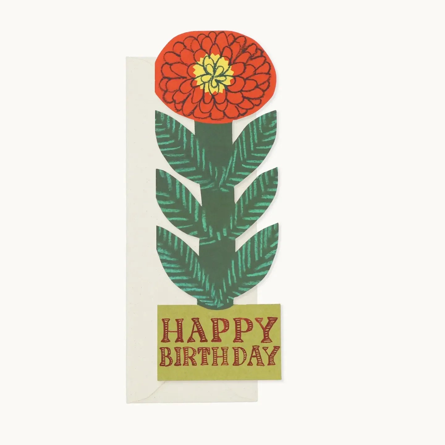 Cherry Red Flower Happy Birthday Card