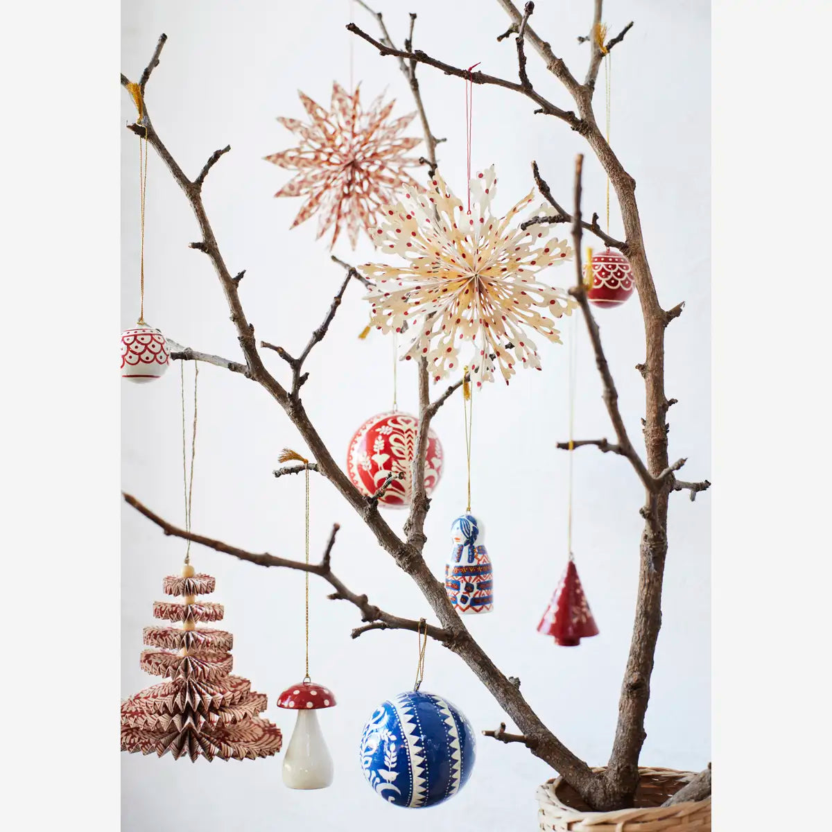 Hand Painted Paper Mache Tree Decorations