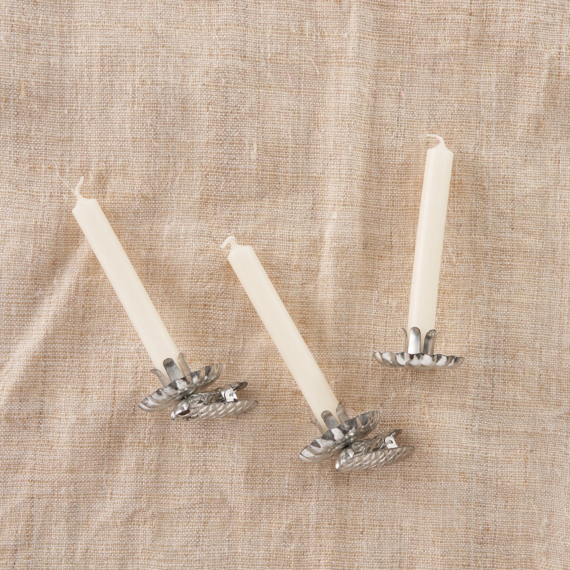 Set of vintage style tree clips with candles