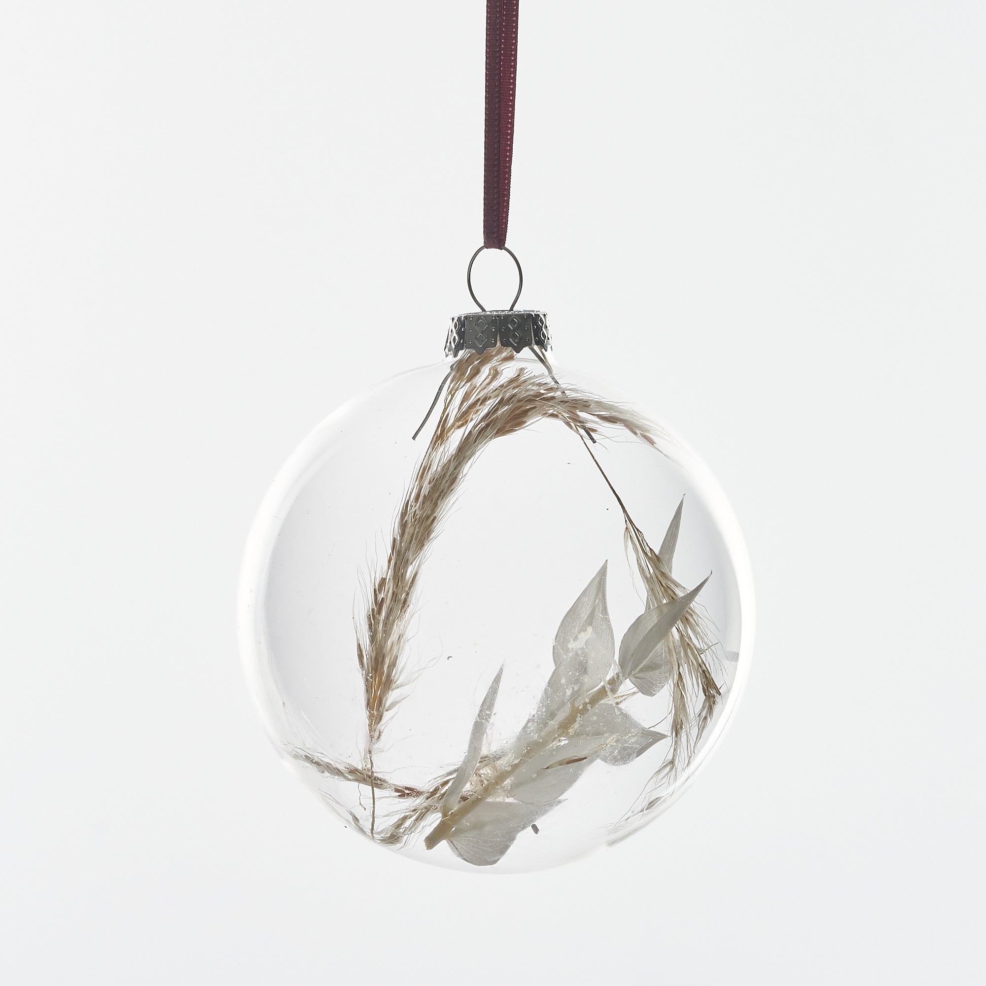 Set of 5 Dried flower Baubles: White