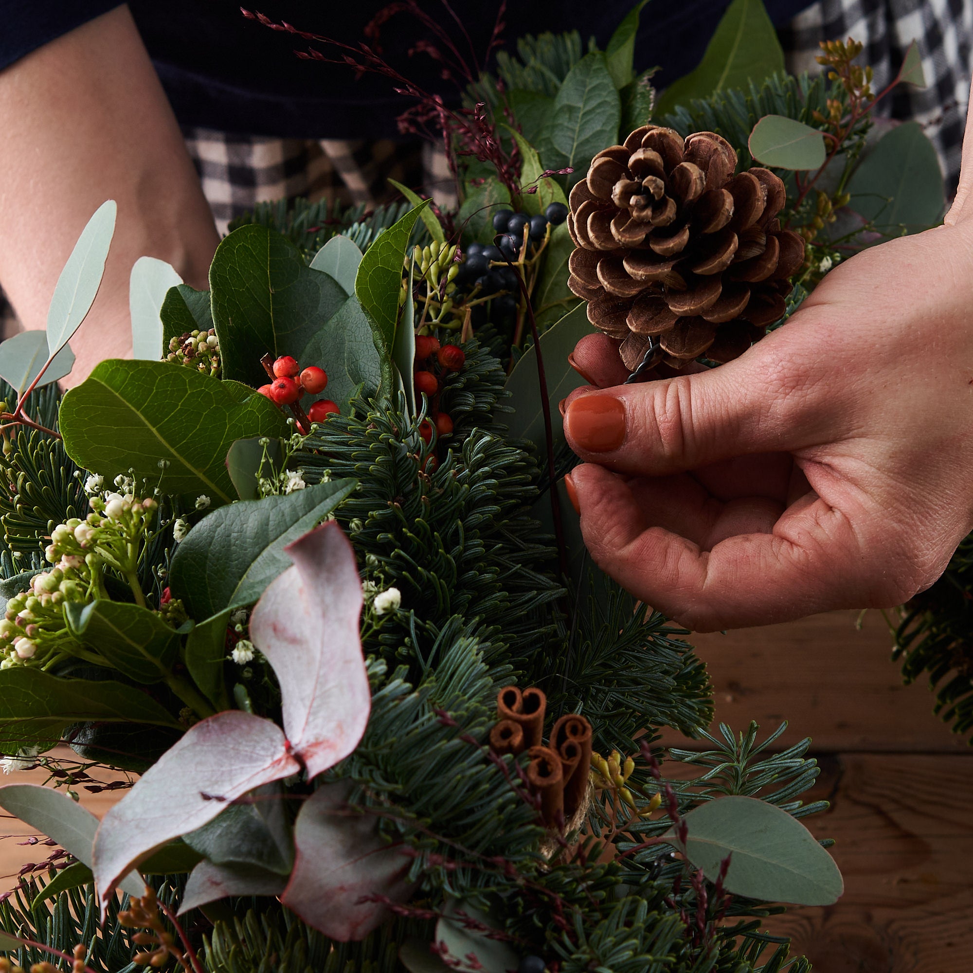 christmas wreath making workshop in London by Botanique Workshop on Exmouth Market Islington