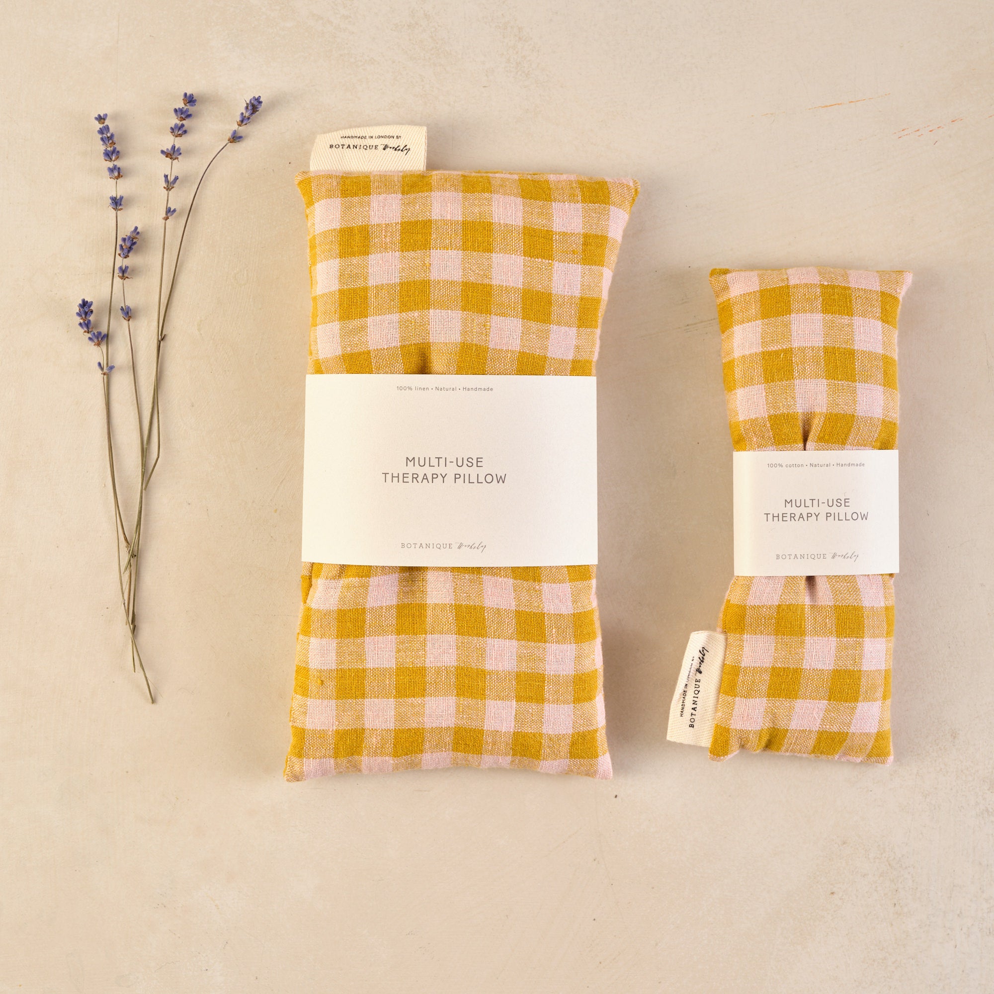 yellow gingham therapy pillows set