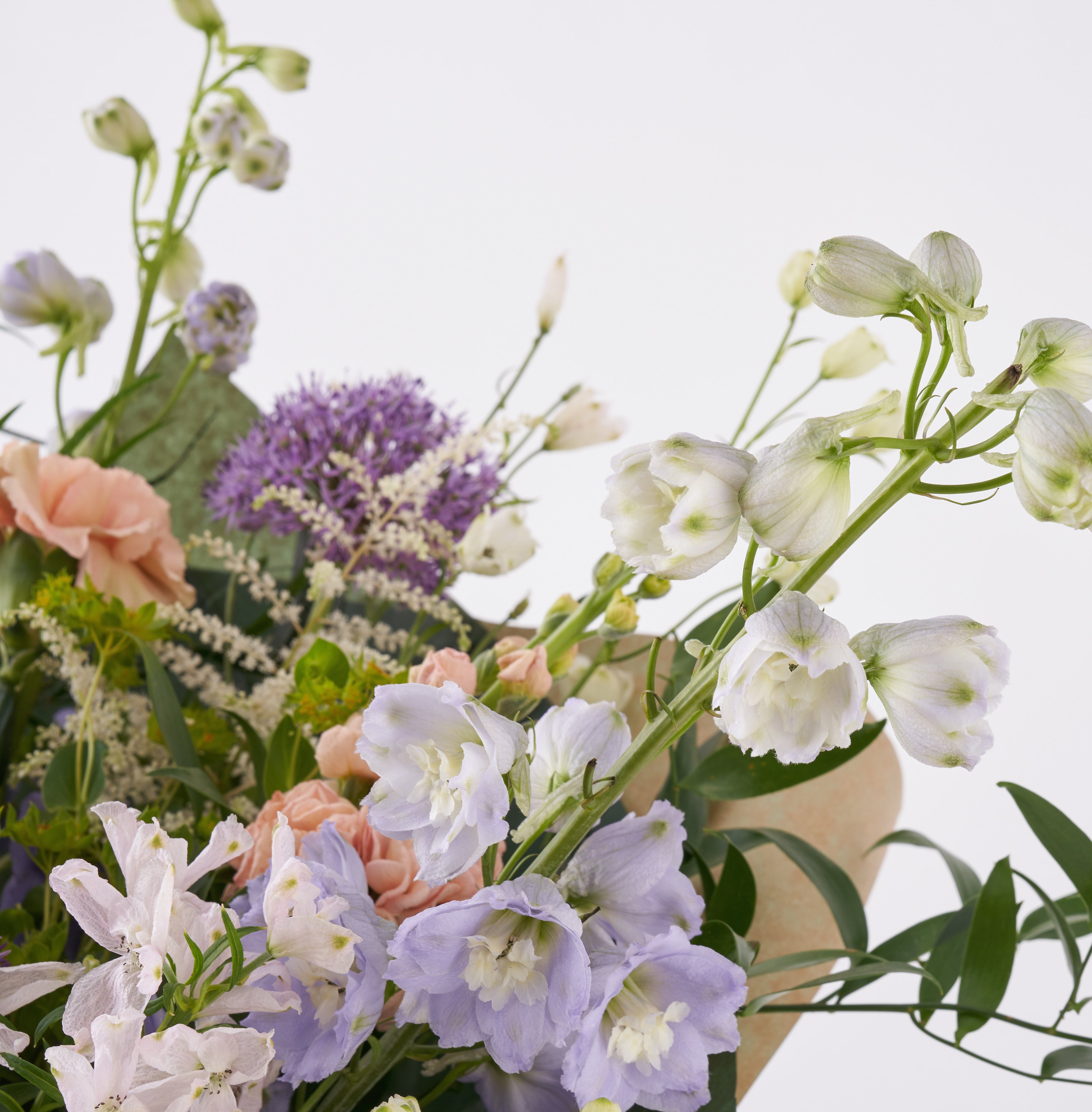 wild pastel colours in fresh flower bouquet by London florist Botanique Workshop