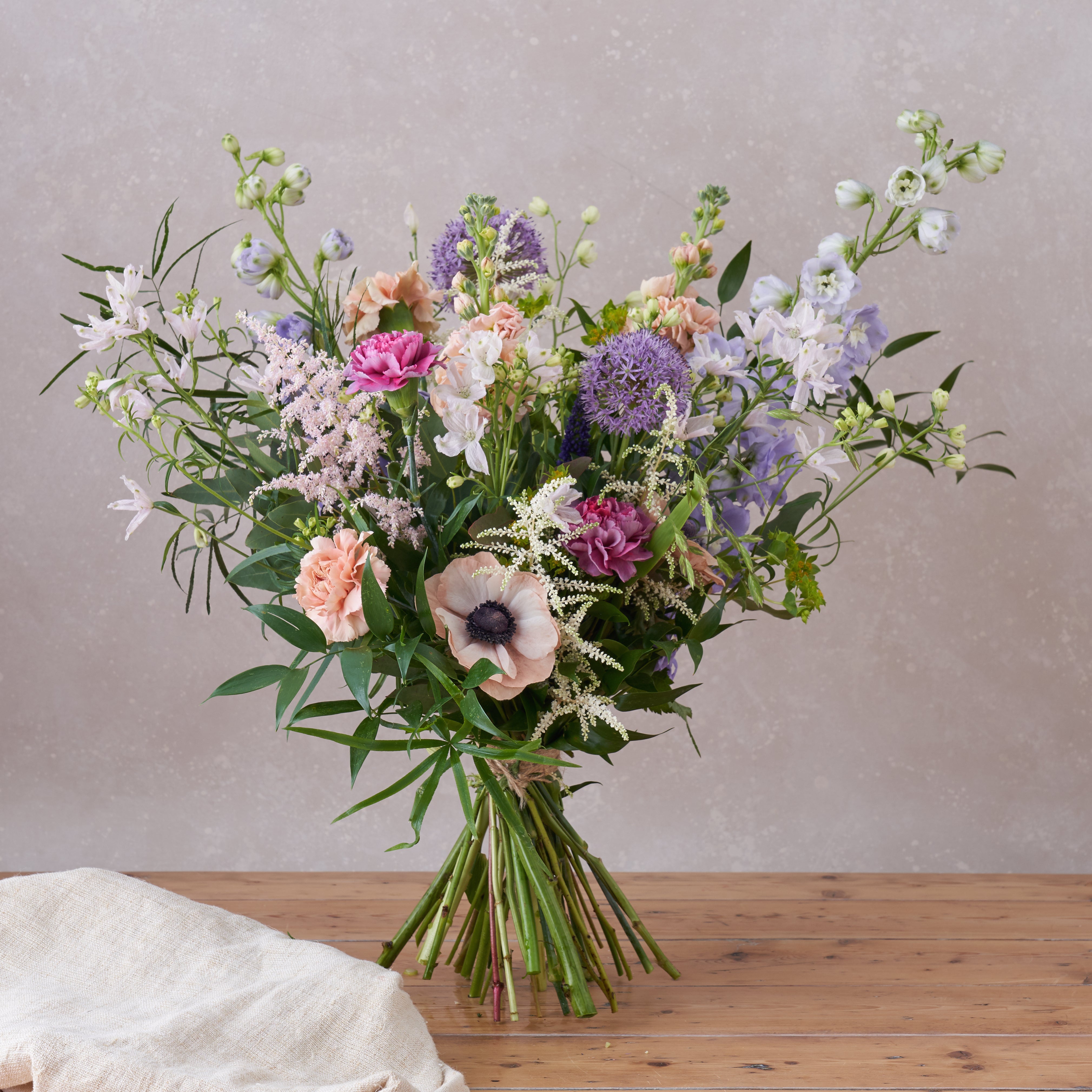 pastel wild flower style bouquet by London florist Botanique Workshop