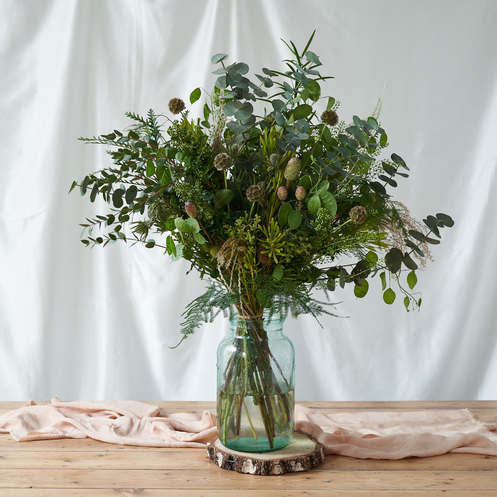 Lush Woodland wedding vase arrangement