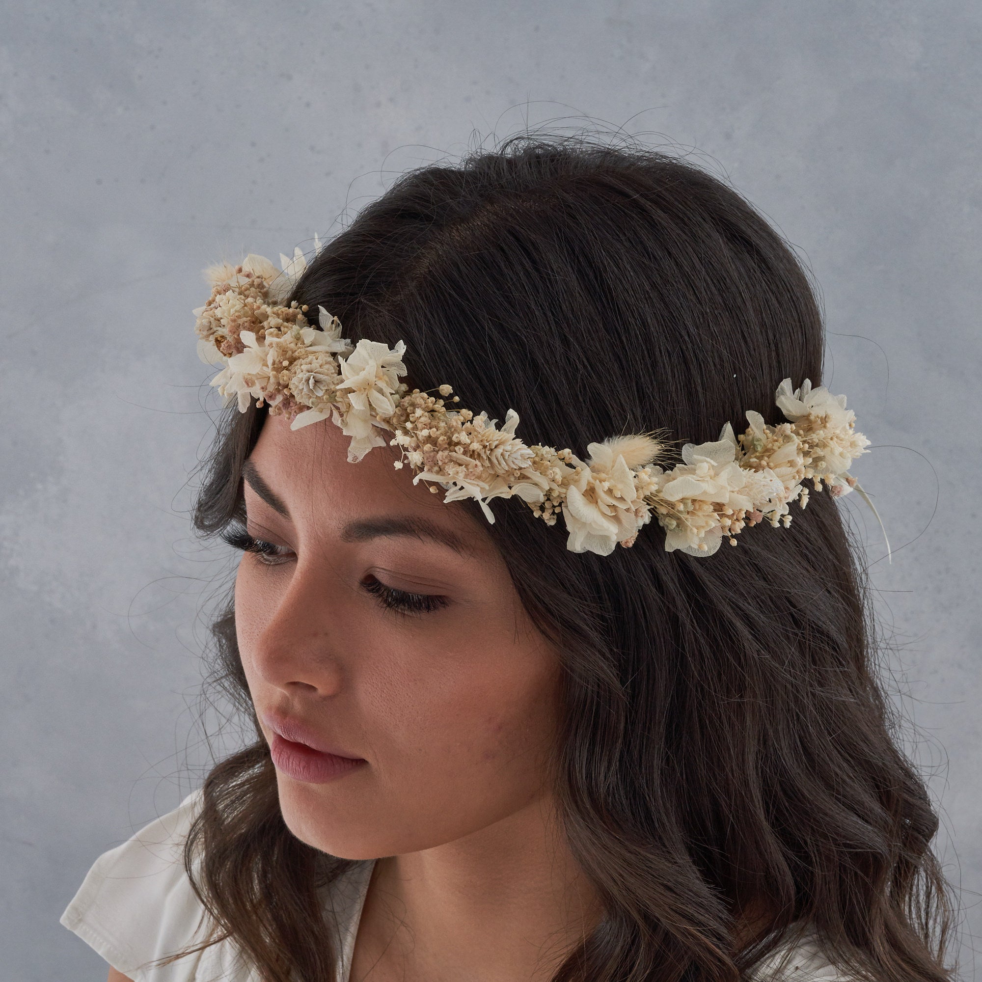 Dried flower crown : white