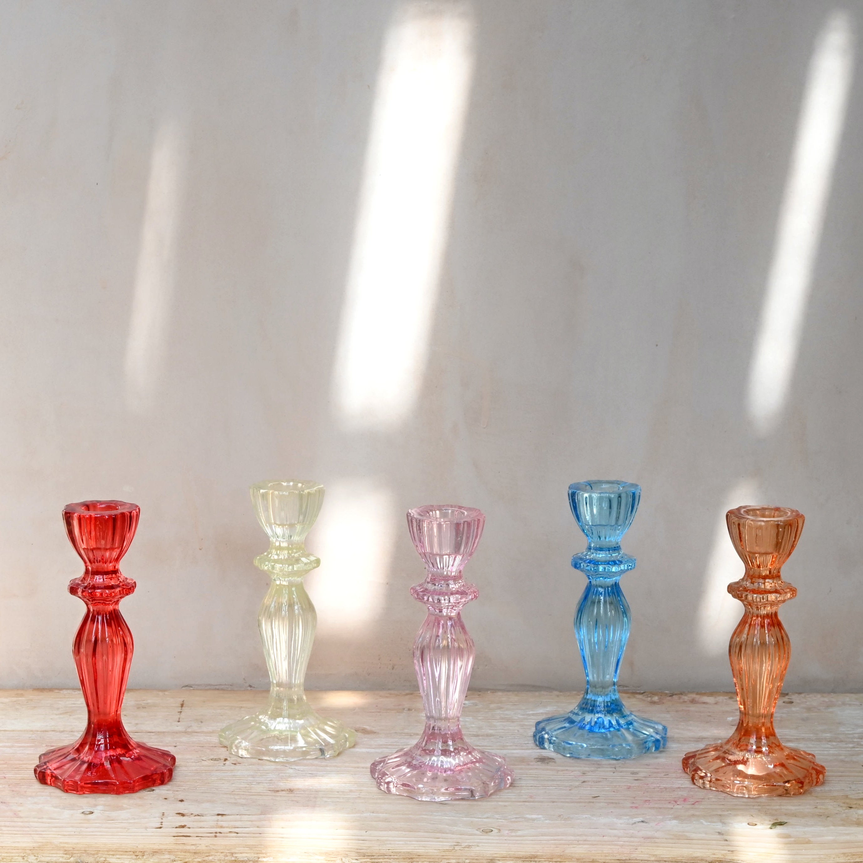 colourful glass candle holders by Talking Tables