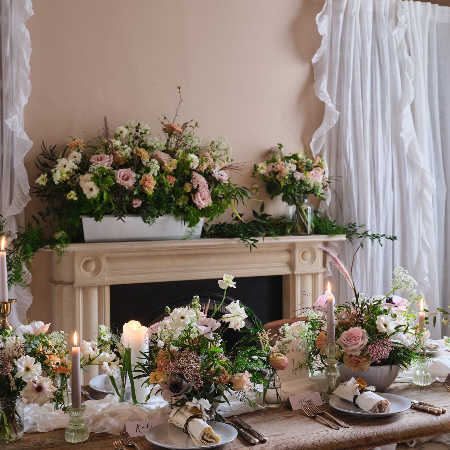 english country garden style wedding table decorations London