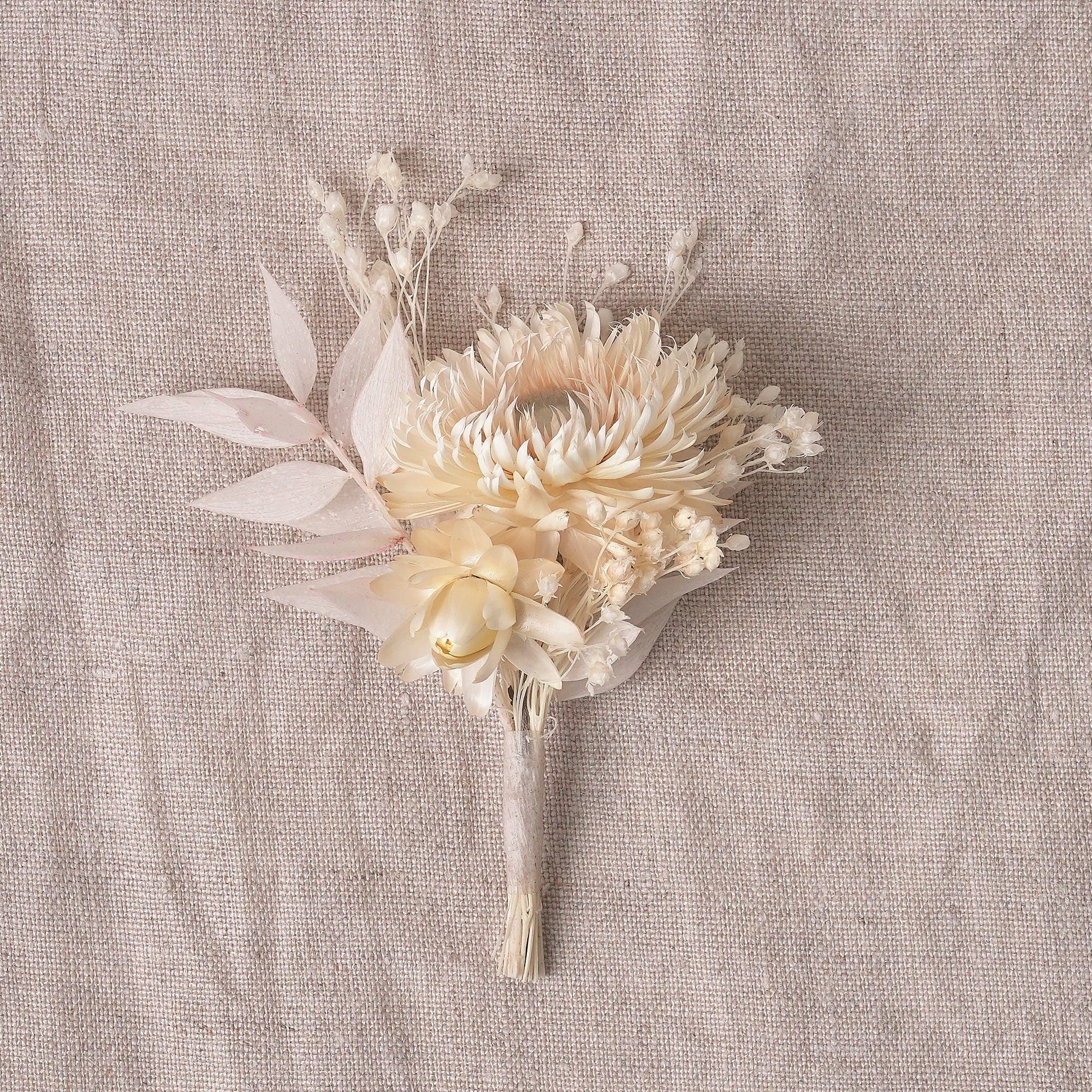 Everlasting Whites Dried Flower Buttonhole