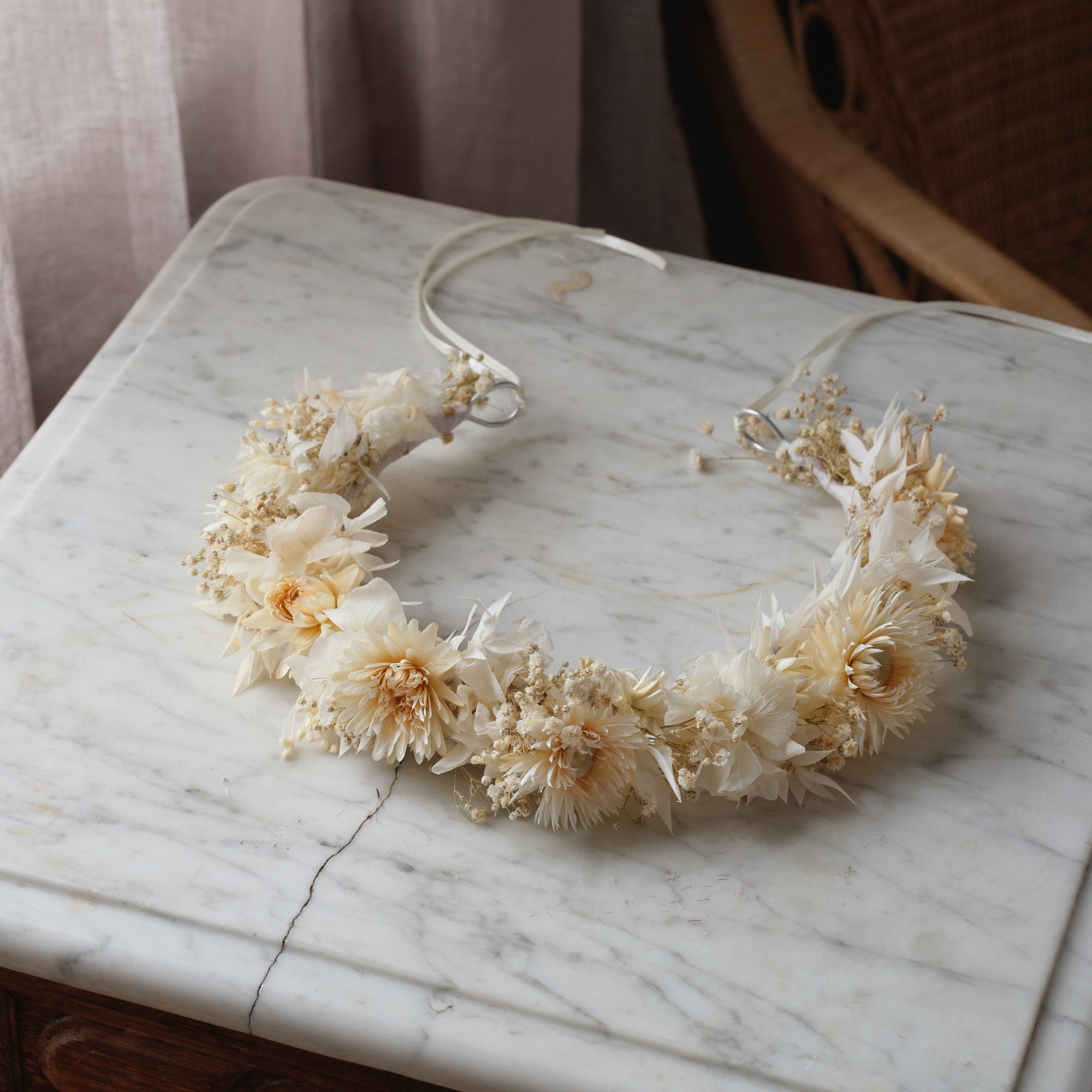 Everlasting Whites Dried Flower Crown