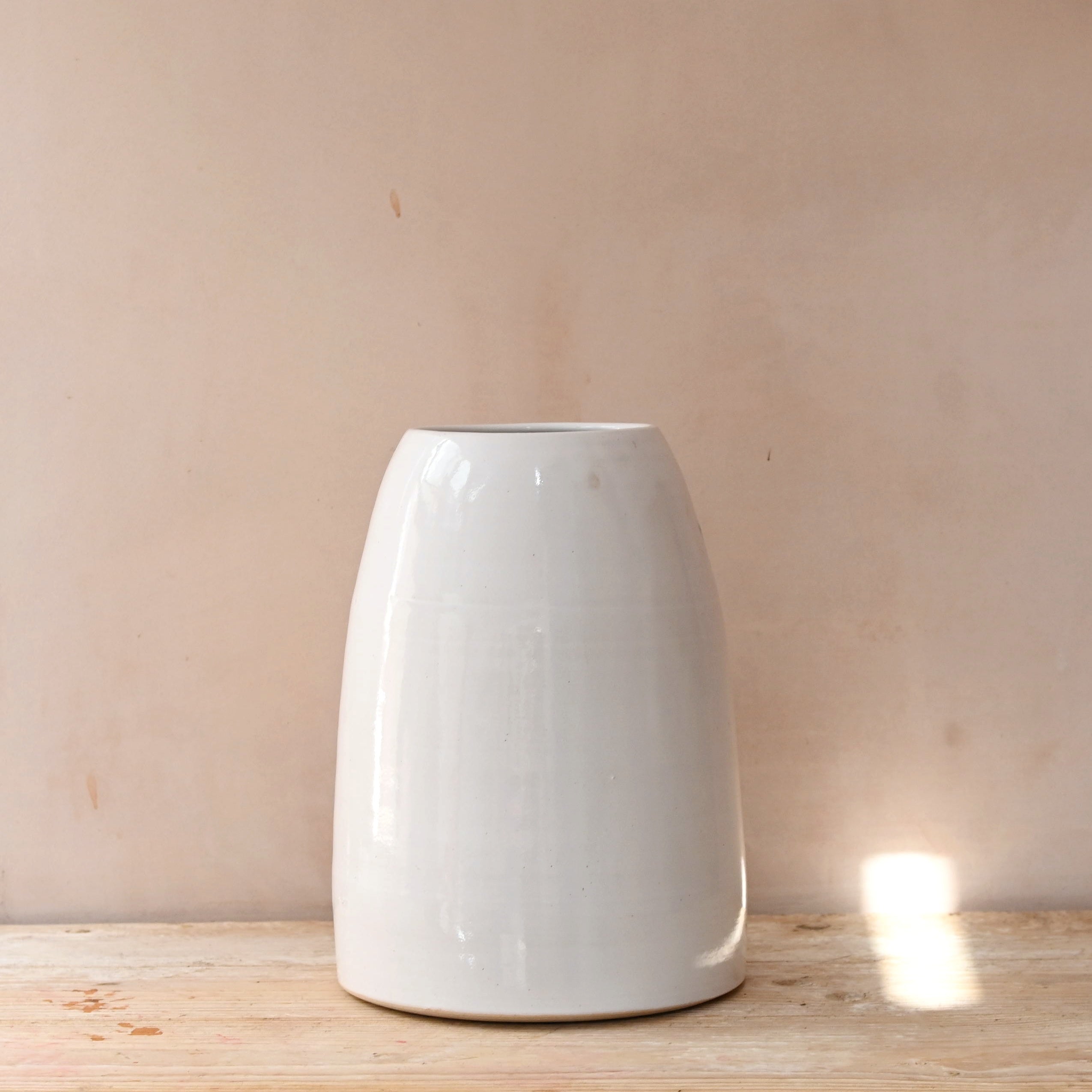 hand thrown white ceramic vase by TB Stoneware for flowers