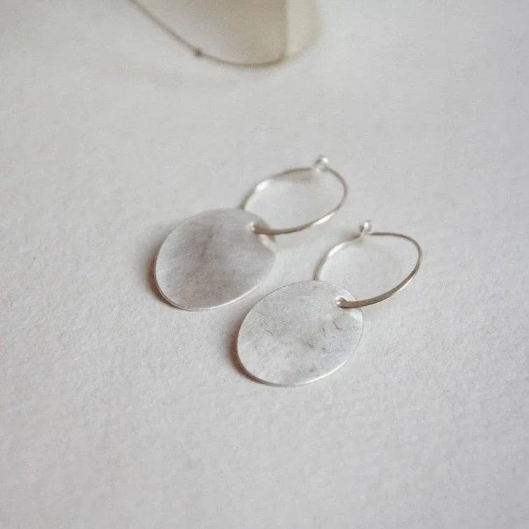 'Textured Oval Drop' Earring | Silver