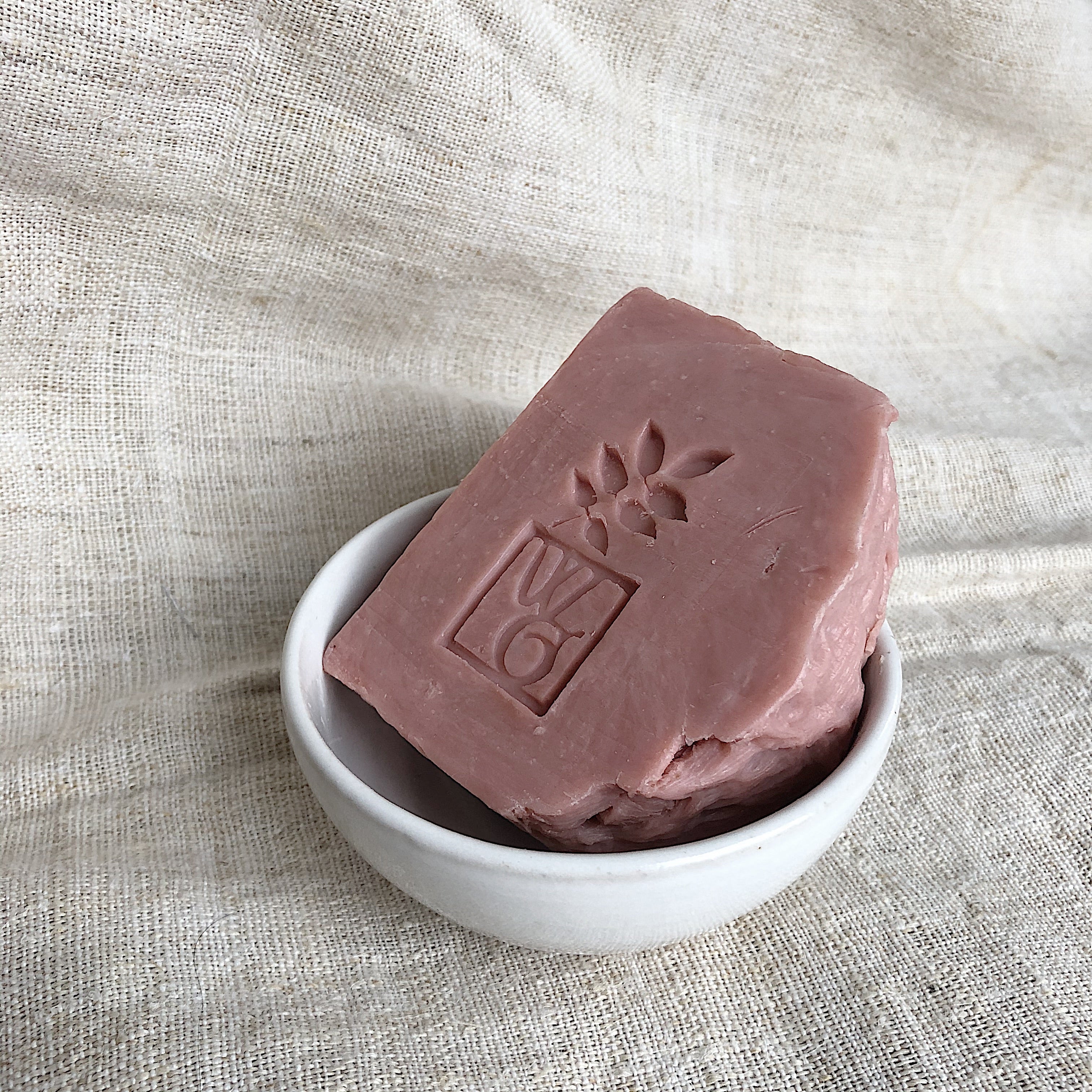 Handmade Pink Clay English Rose and Sandalwood Hot Pressed Soap