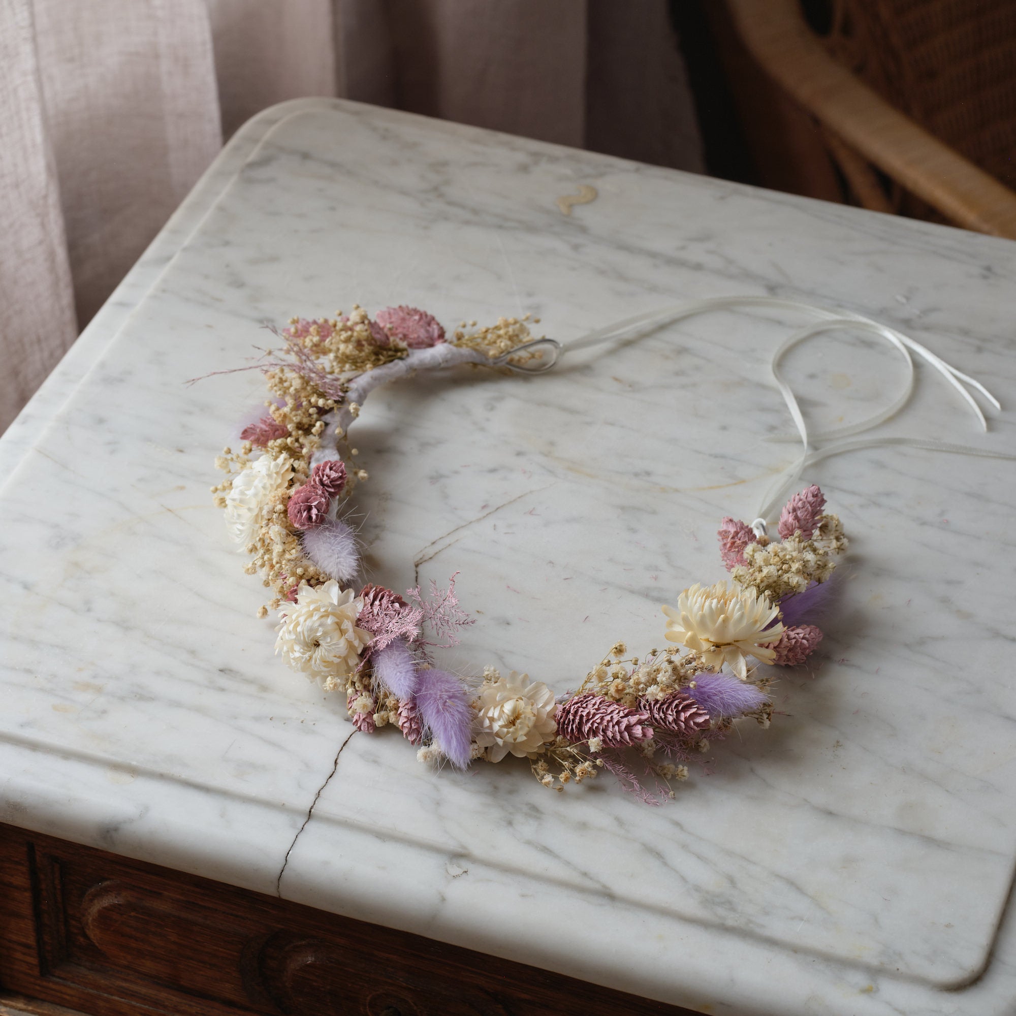 Lilac & Blush Dried Flower Crown