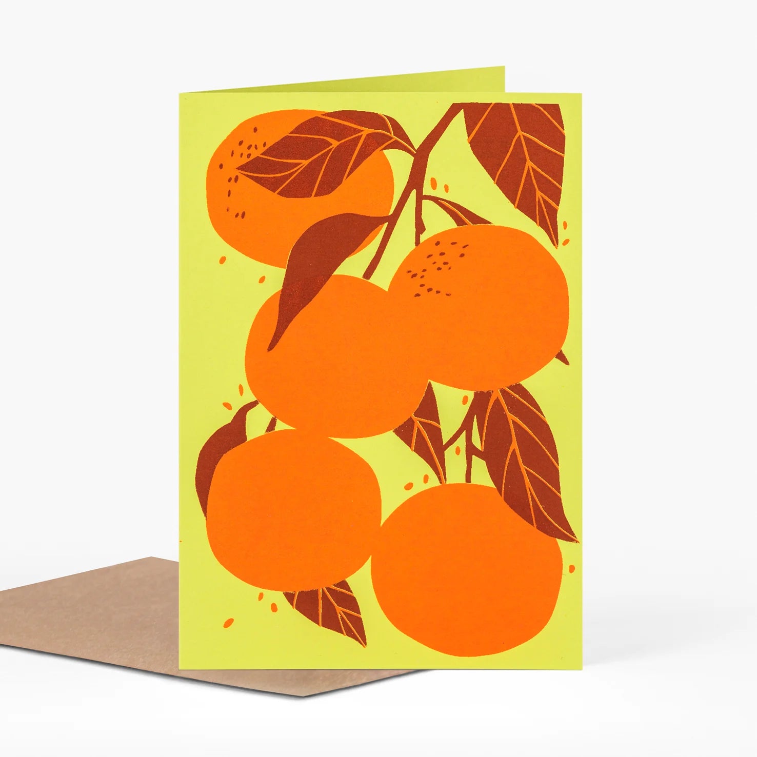 Hand Printed Oranges Greetings Card