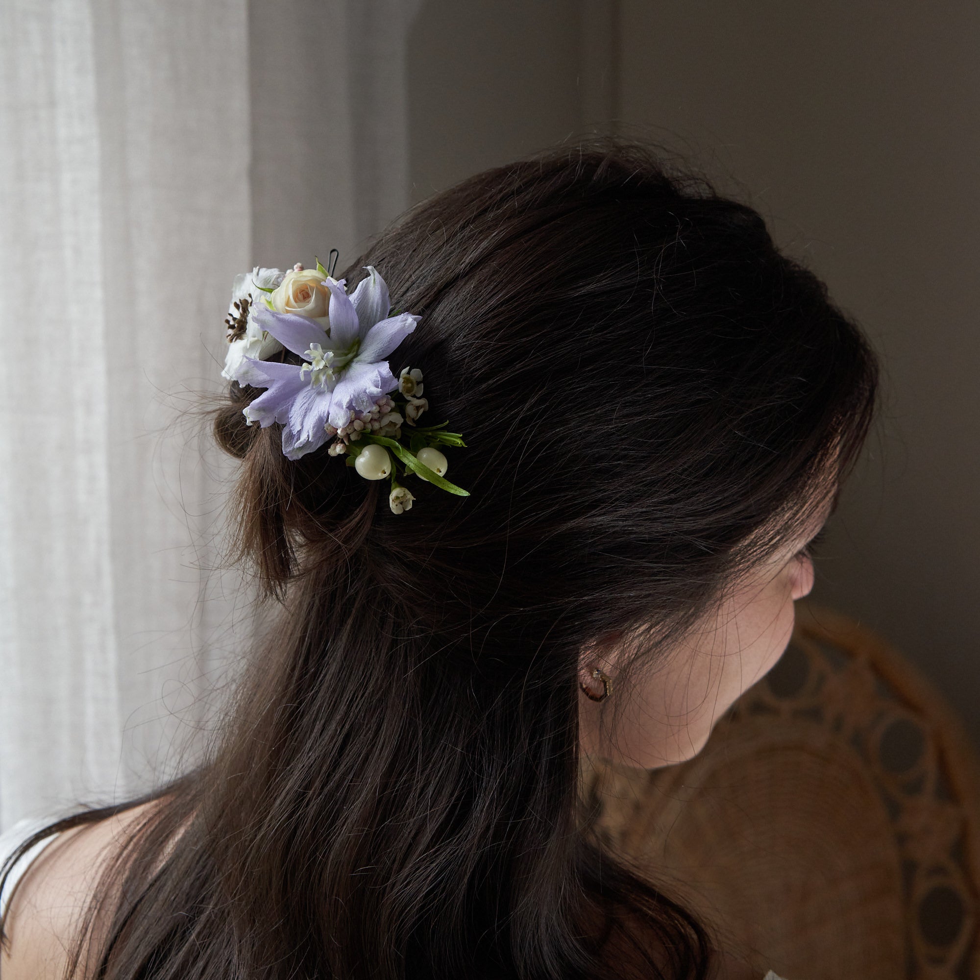 pastel wildflowers hair sprigs for brides and bridesmaids