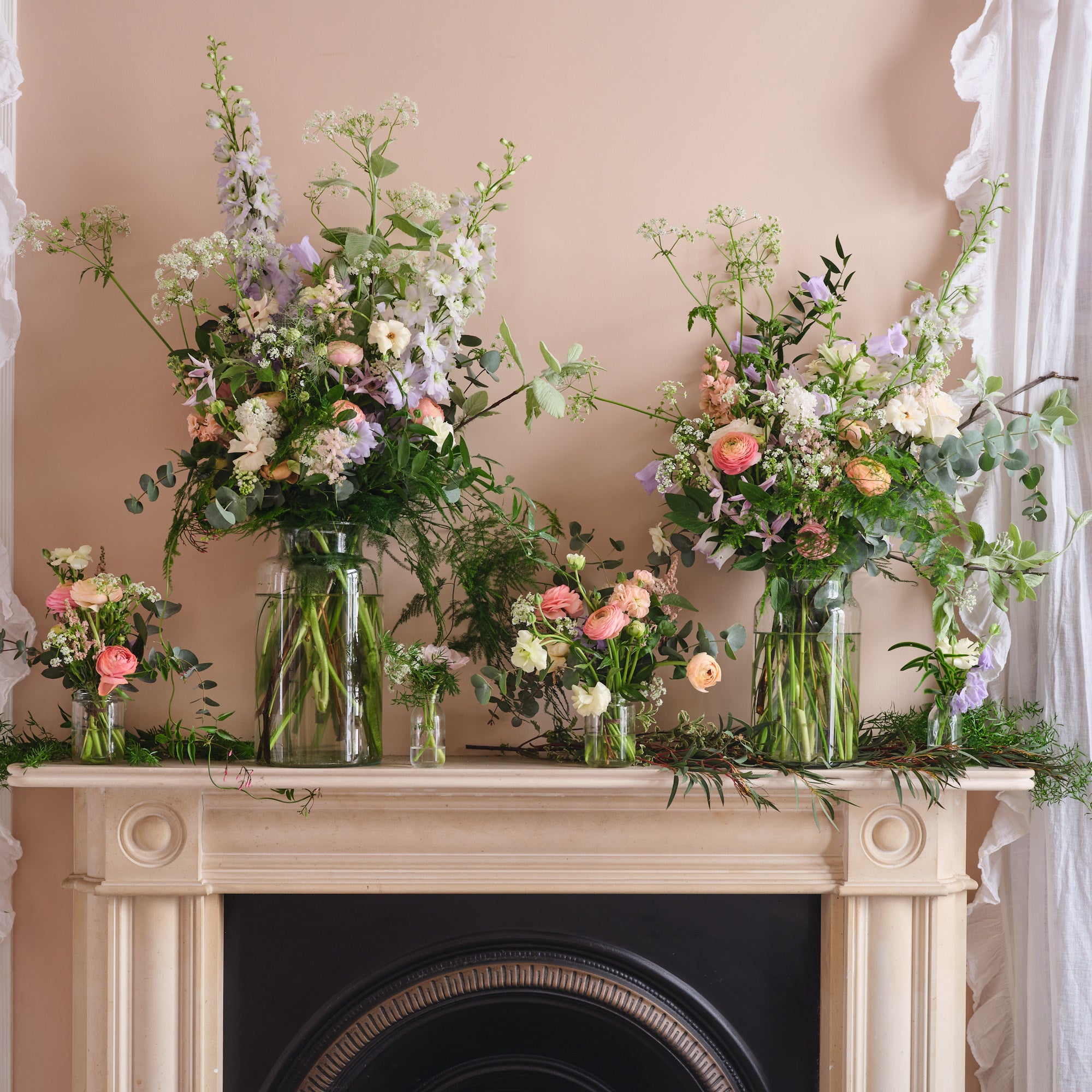 Pastel Wildflowers Milk Bottle Arrangements