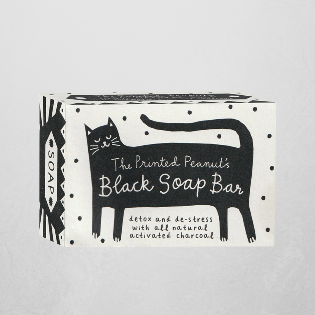 printed peanut black soap bar made with activated charcoal