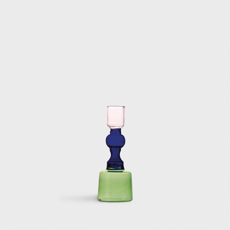 Tricolour Glass Candle Holder | Small