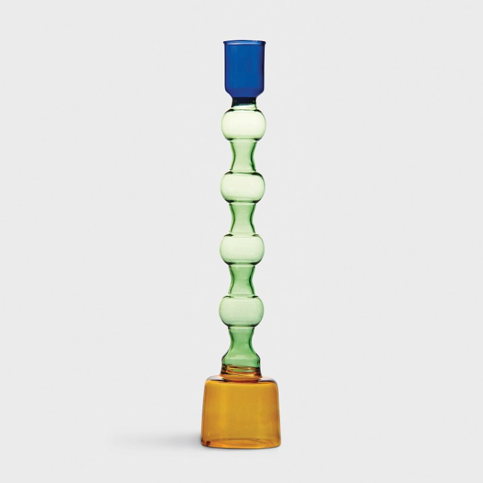 Tricolour Glass Candle Holder | Large