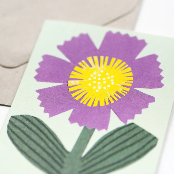 Purple Flower Mini Greetings Card