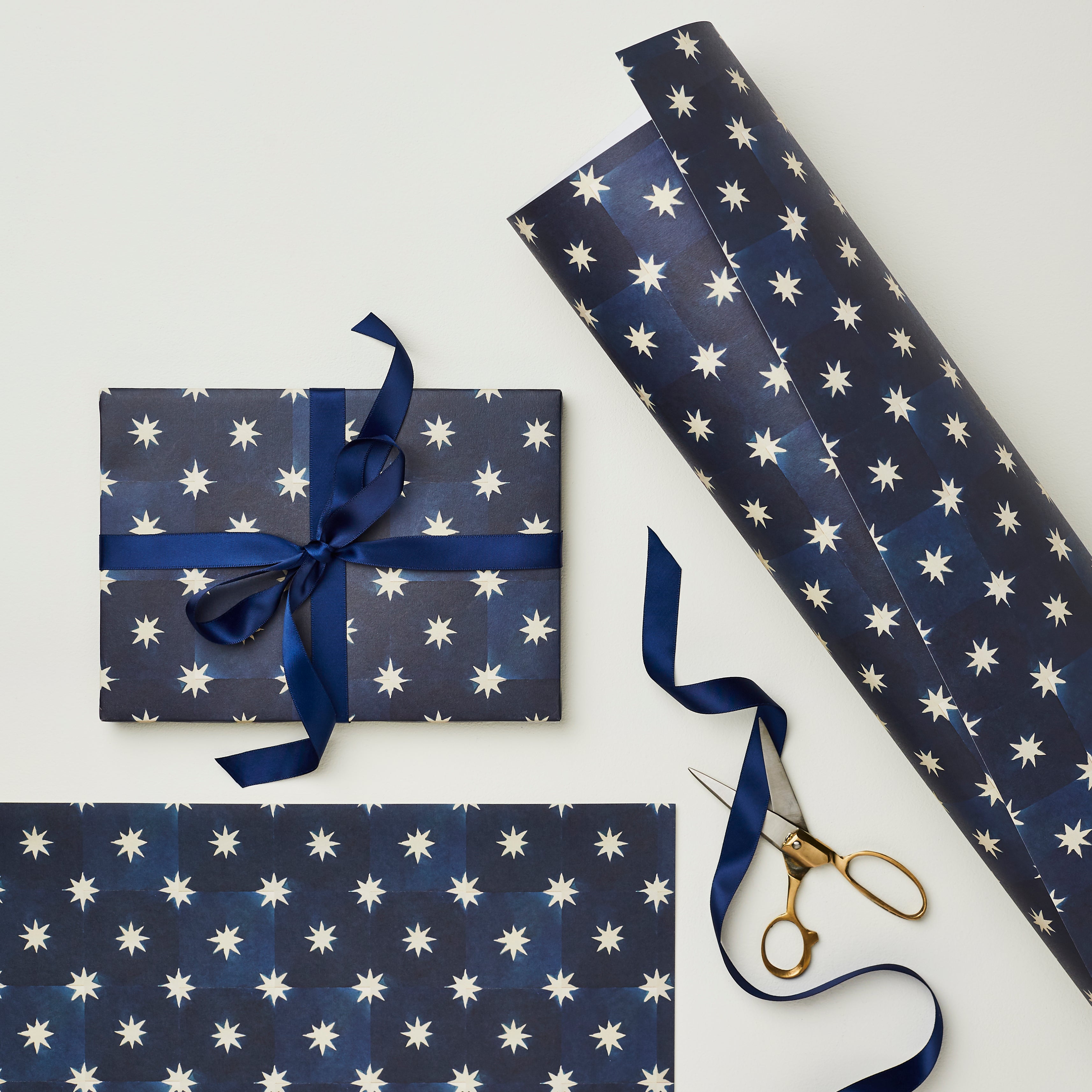 Navy Star Wrapping Paper