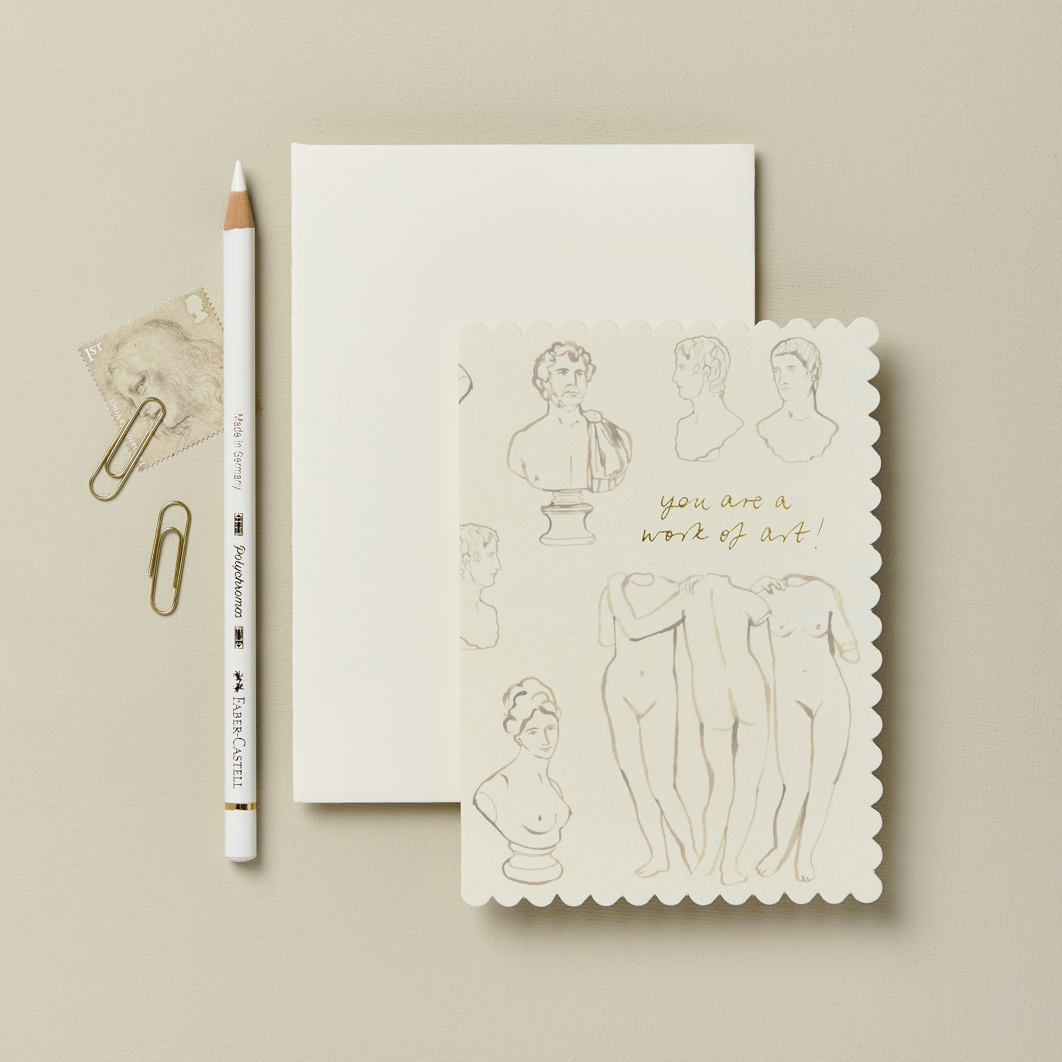 'You Are A Work Of Art' Statues Greetings Card