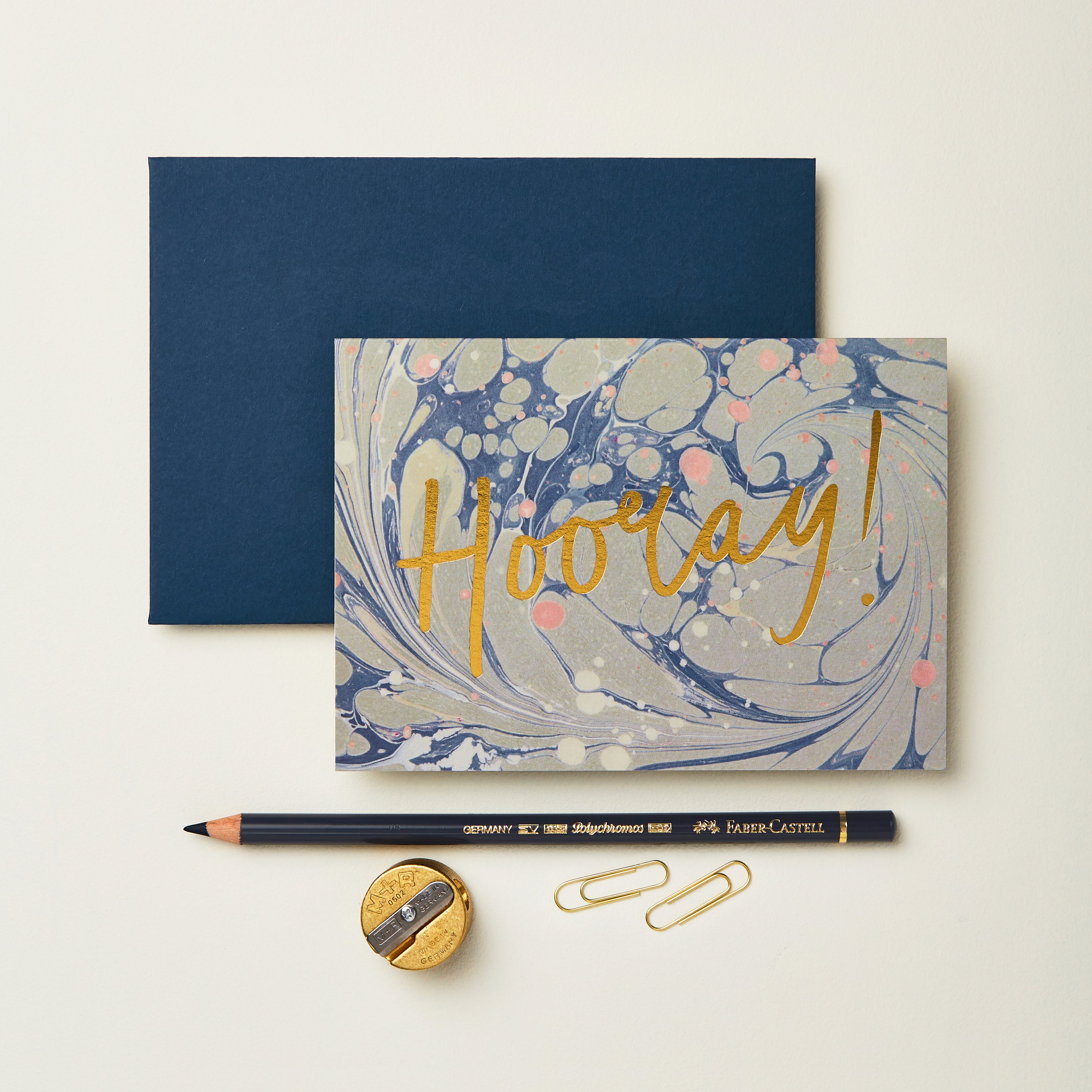 'Hooray' Blue Marble Greetings Card