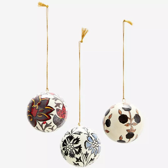 Hand Painted Paper Mache Christmas Bauble