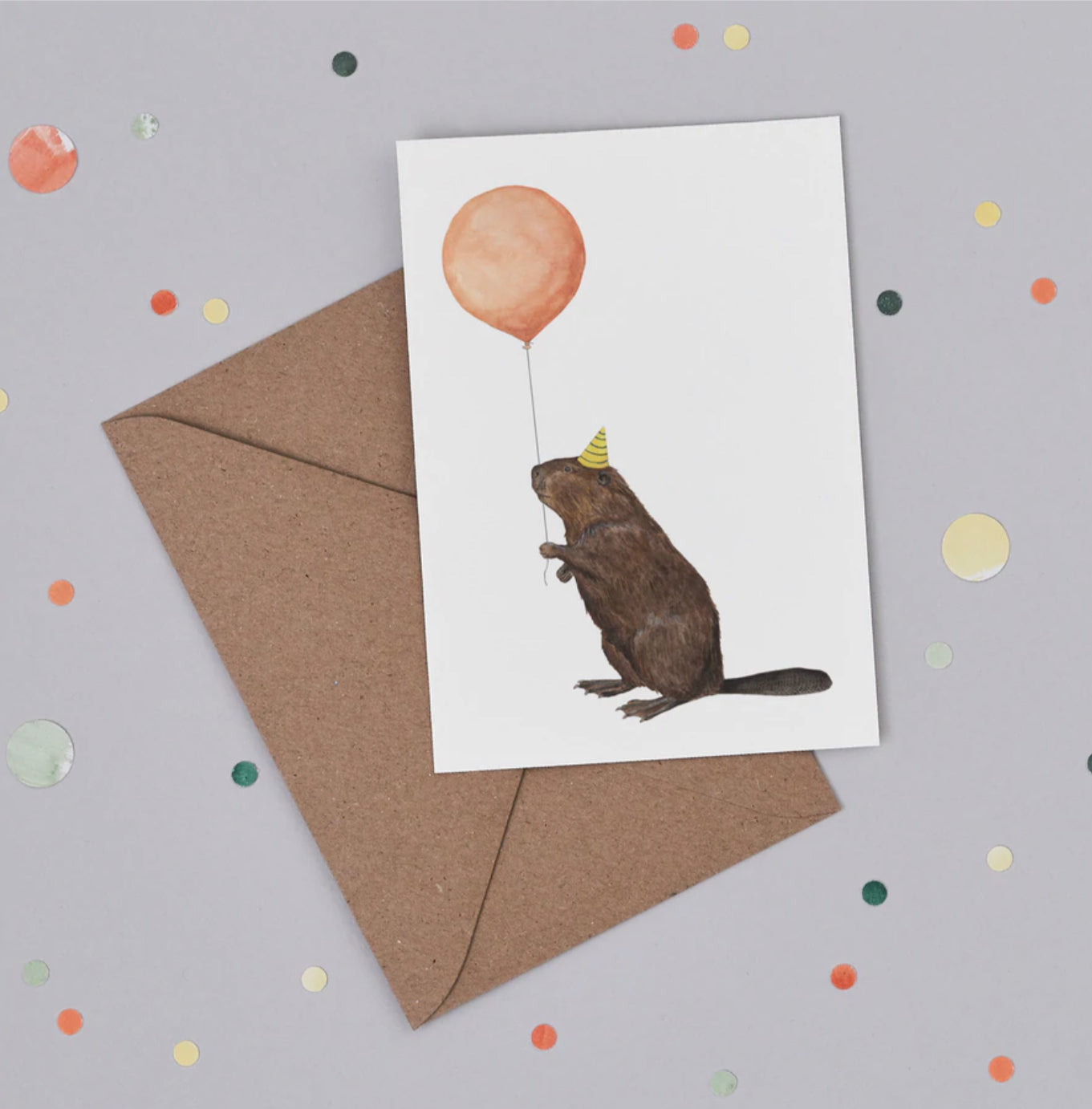 Beaver Balloon Animals Greetings Card