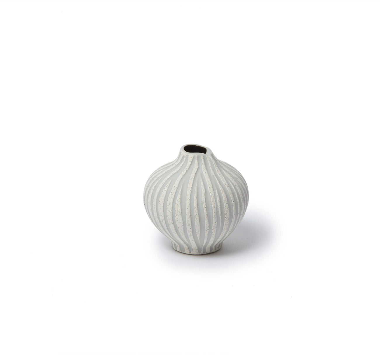 Lindform Line Bud Vase Small White Sand with Grey Stripes