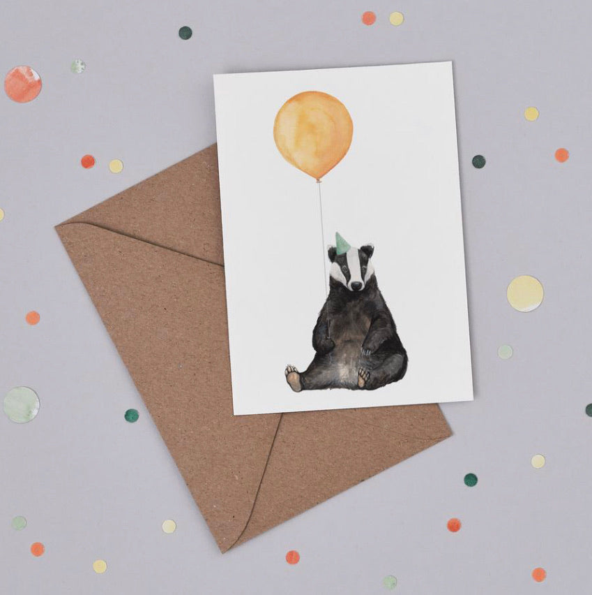 Badger Balloon Animal Greetings Card