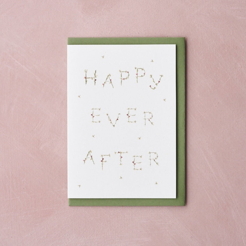 Happy Ever After pressed flowre message card 