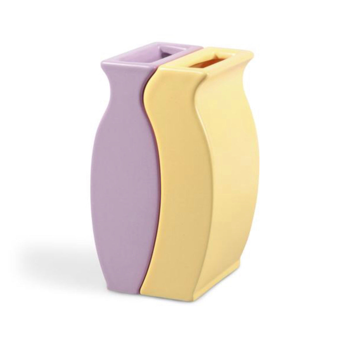 Wavey Lilac and Yellow Vase Set of 2