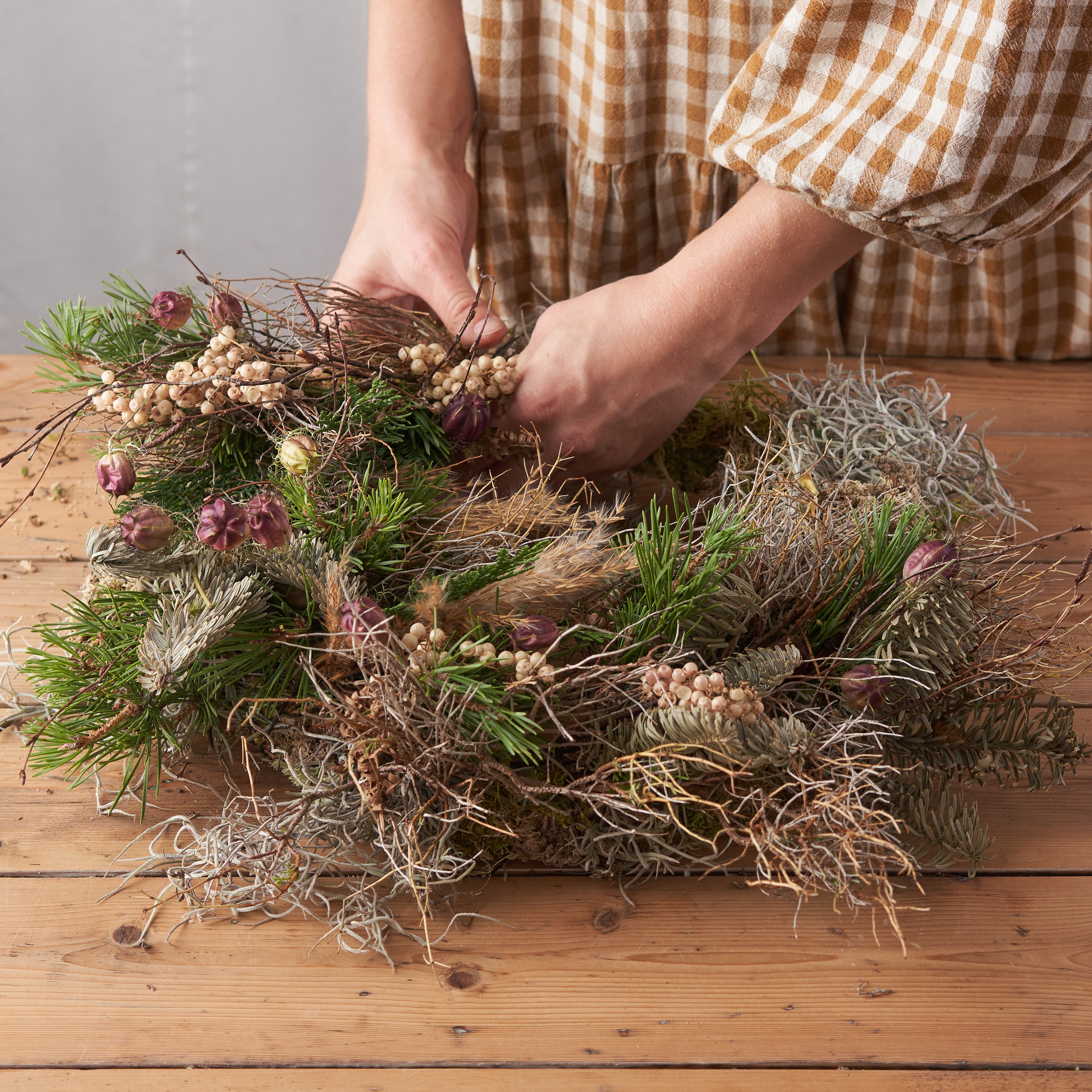 Do it yourself everlasting dried christmas wreath making kit by Botanique Workshop London