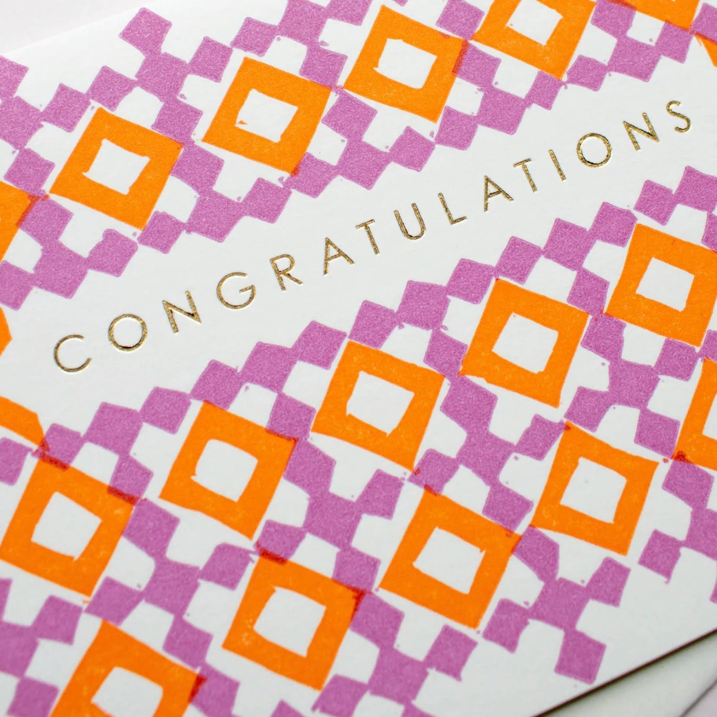 congratulations card with pink and orange tones